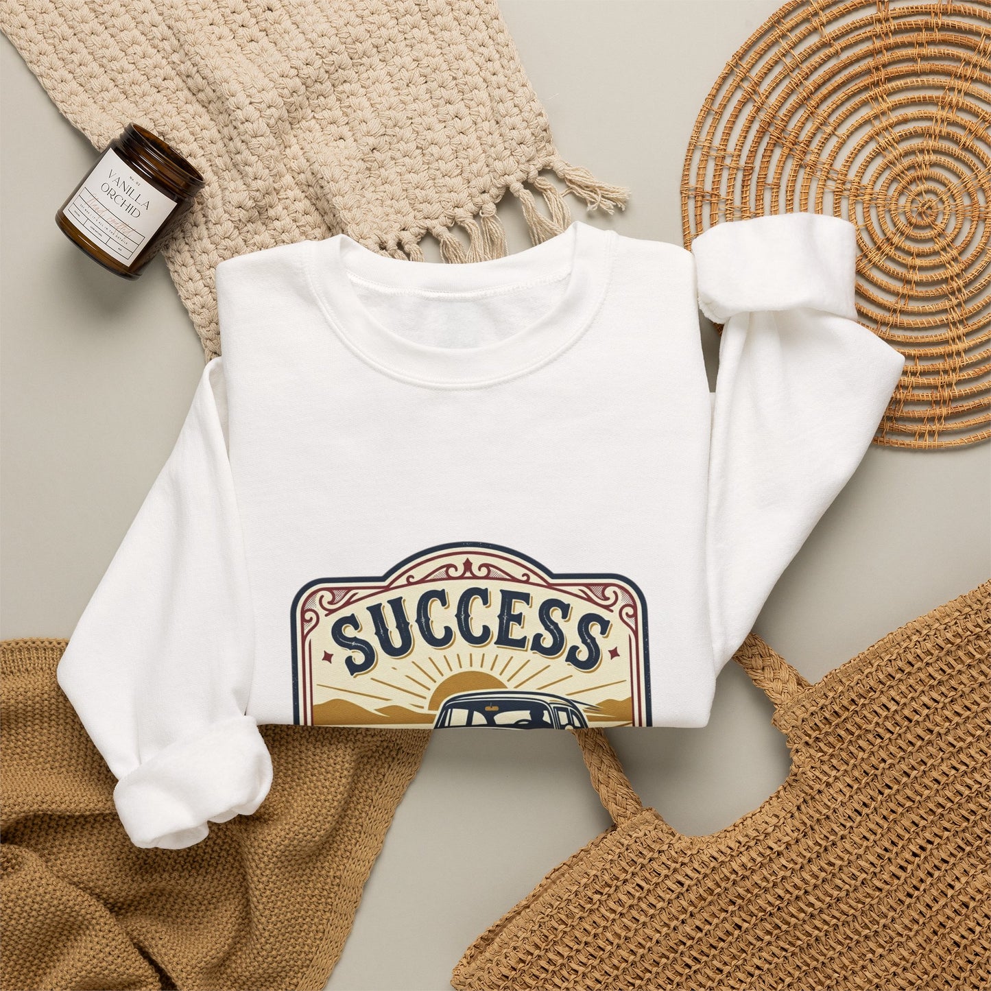 Vintage Ranch Car Crewneck Sweatshirt | western prairie rustic