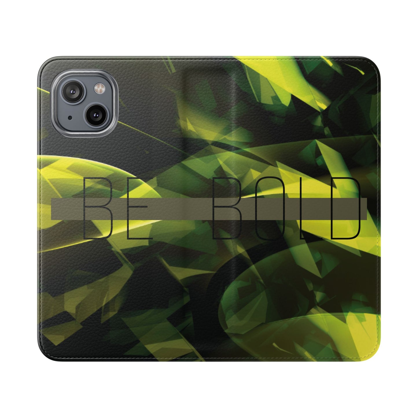 BE BOLD Green Abstract Flip Phone Case — Wallet Folio with Card Slots
