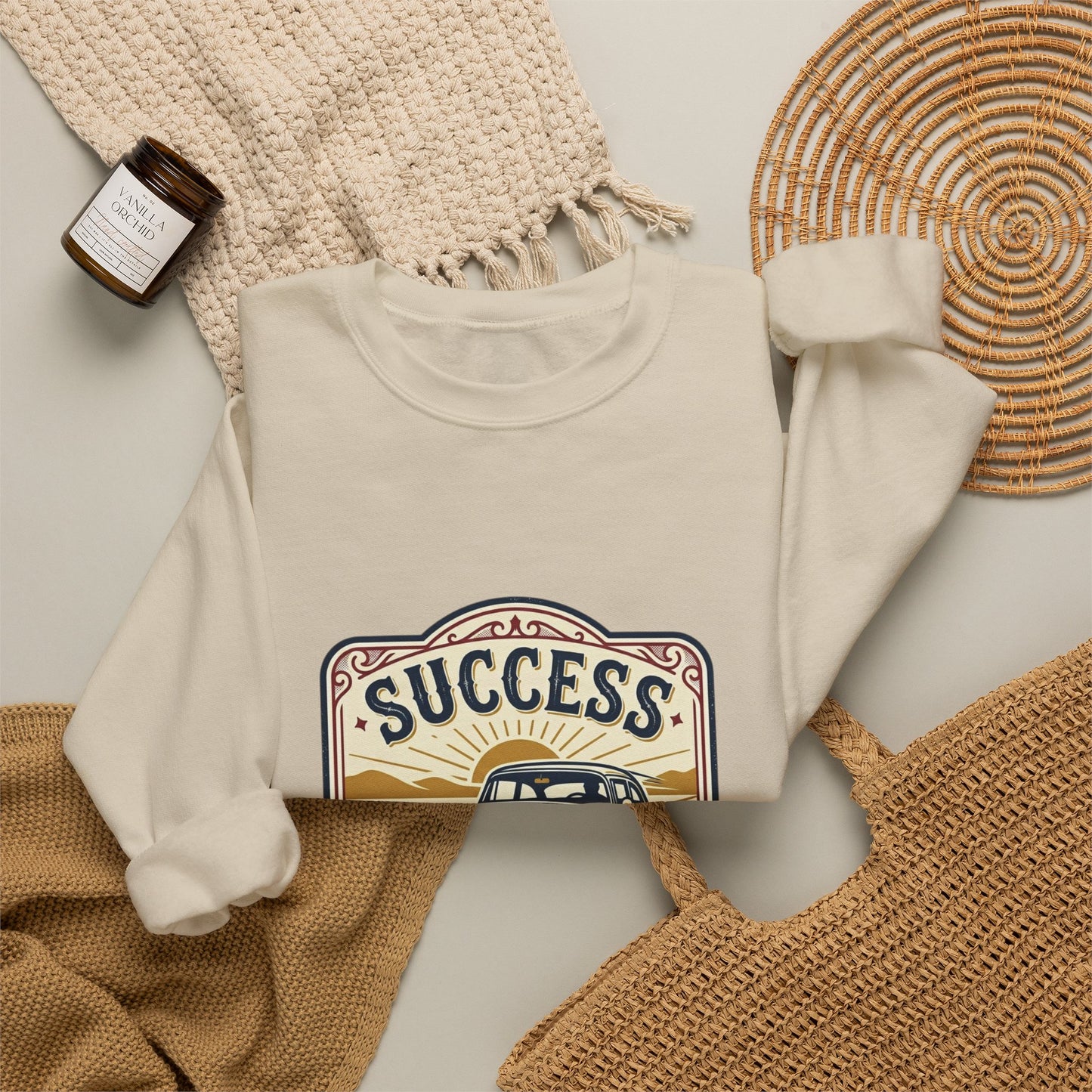 Vintage Ranch Car Crewneck Sweatshirt | western prairie rustic