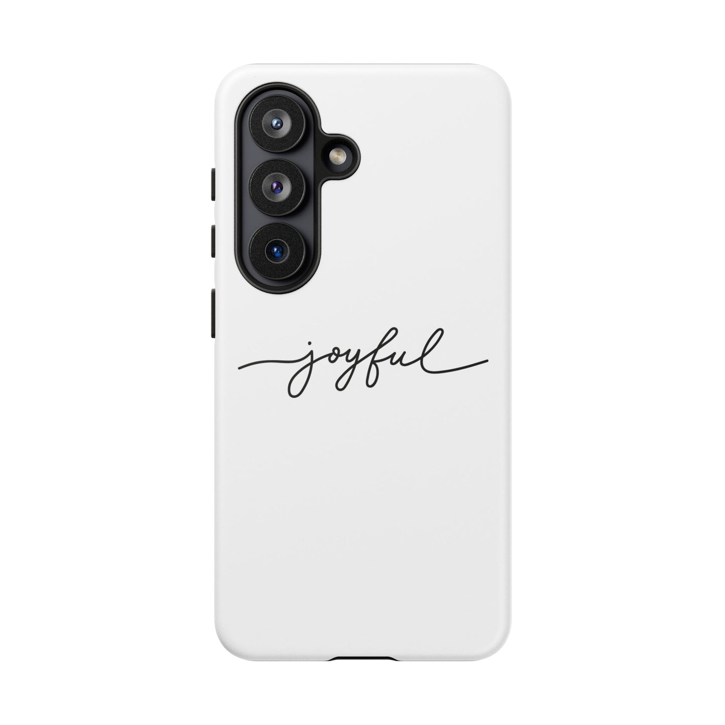 Joyful Script Tough Phone Case – Minimal White Protective Case