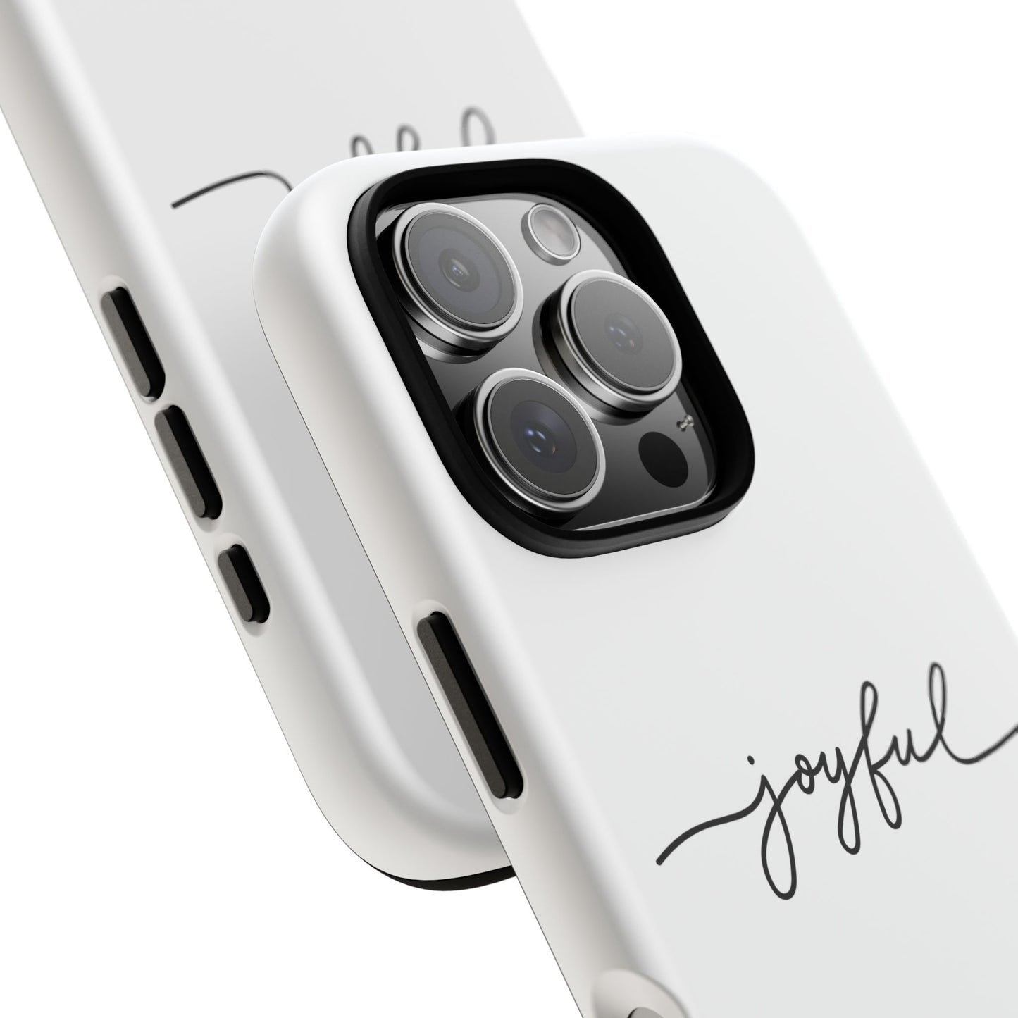 Joyful Script Tough Phone Case – Minimal White Protective Case