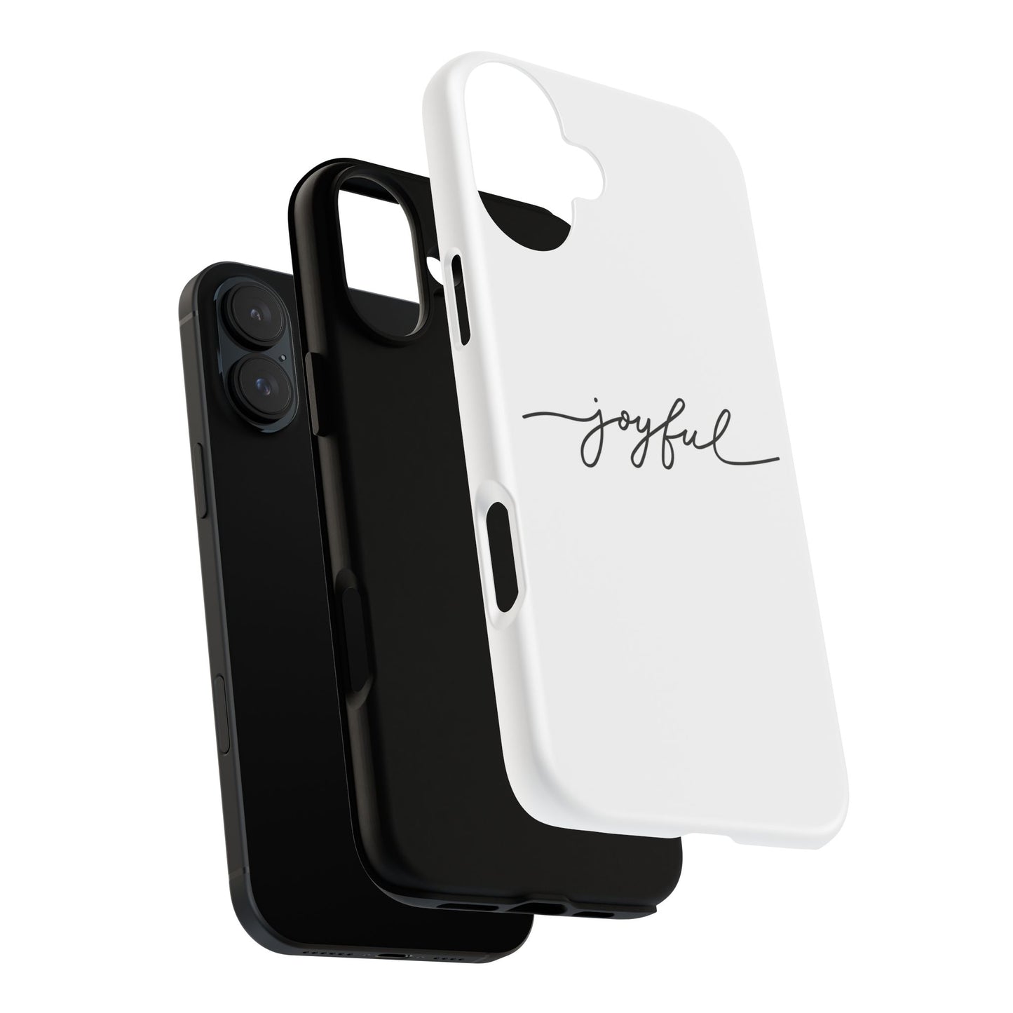 Joyful Script Tough Phone Case – Minimal White Protective Case
