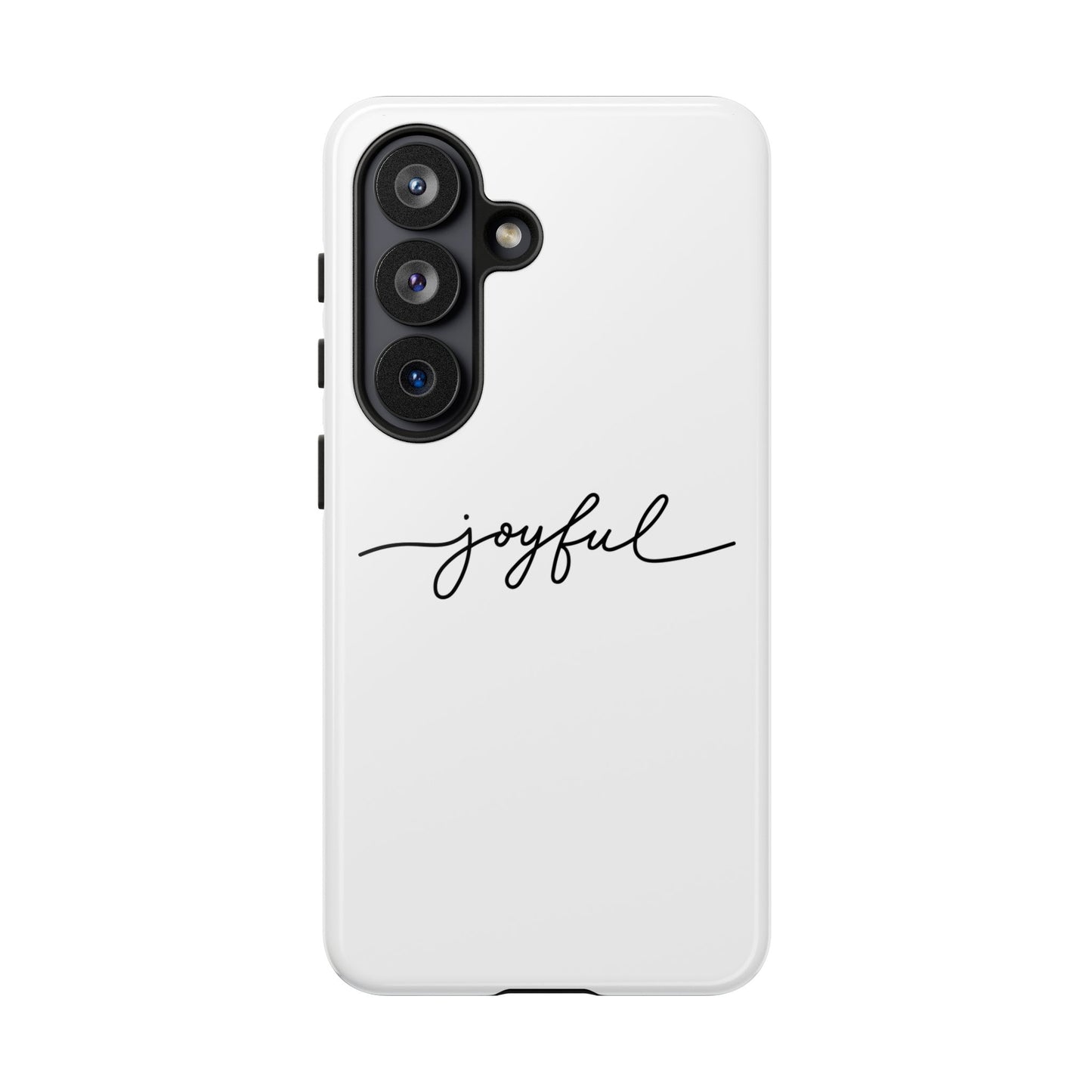 Joyful Script Tough Phone Case – Minimal White Protective Case