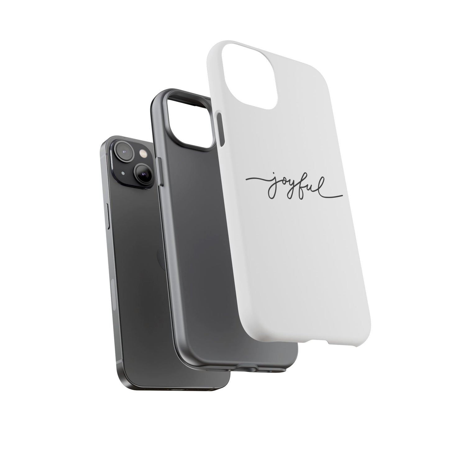 Joyful Script Tough Phone Case – Minimal White Protective Case