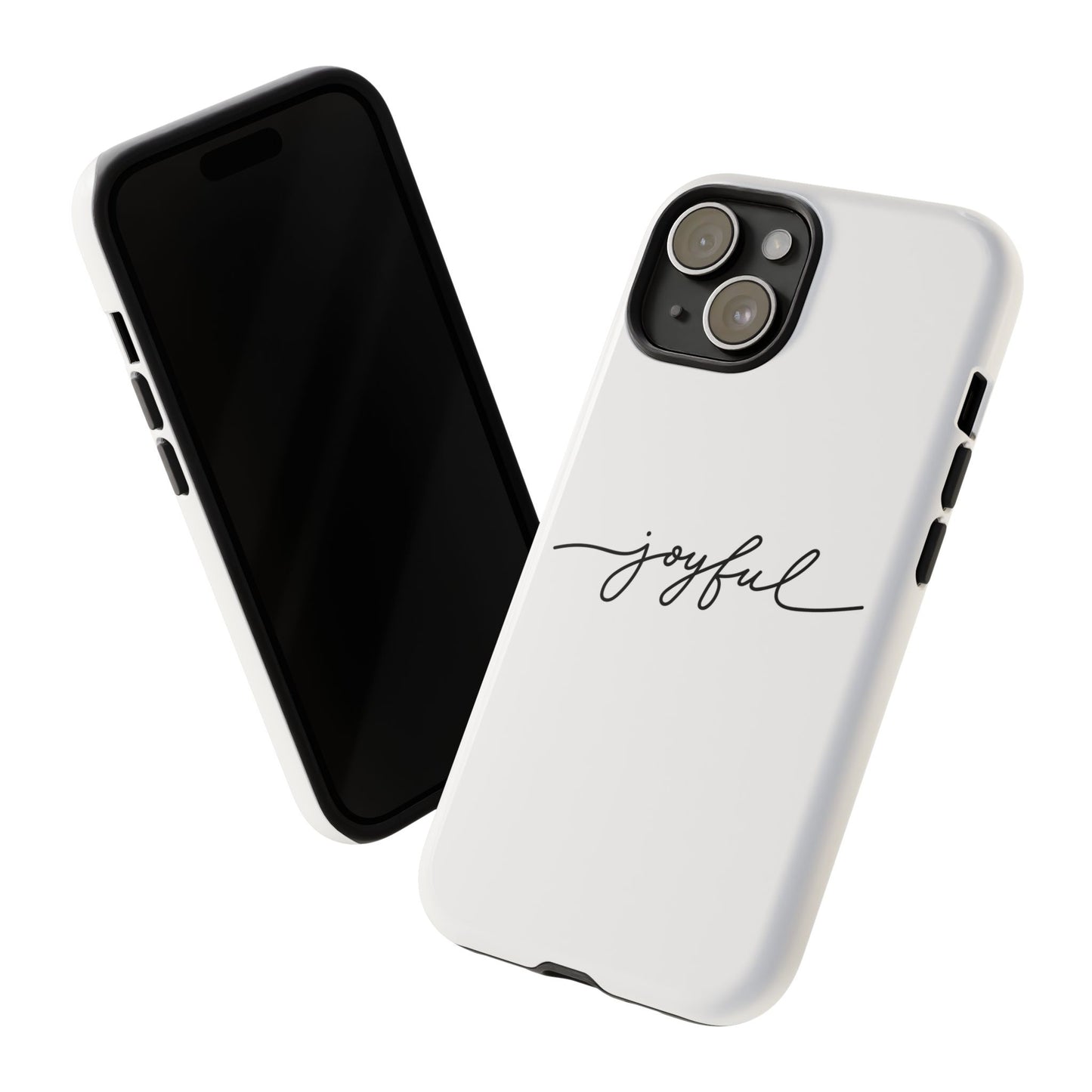 Joyful Script Tough Phone Case – Minimal White Protective Case