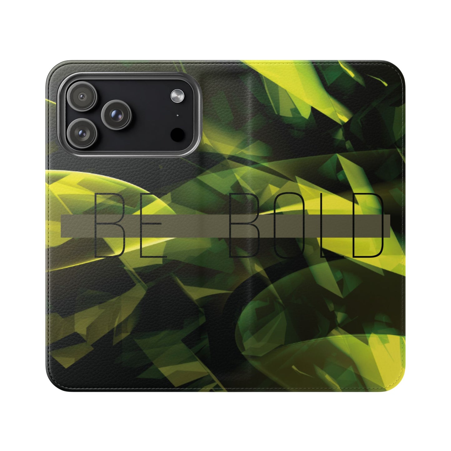 BE BOLD Green Abstract Flip Phone Case — Wallet Folio with Card Slots