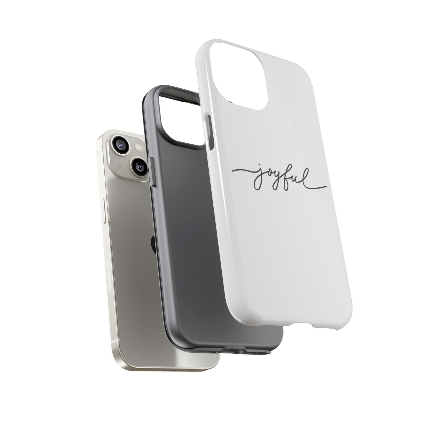 Joyful Script Tough Phone Case – Minimal White Protective Case