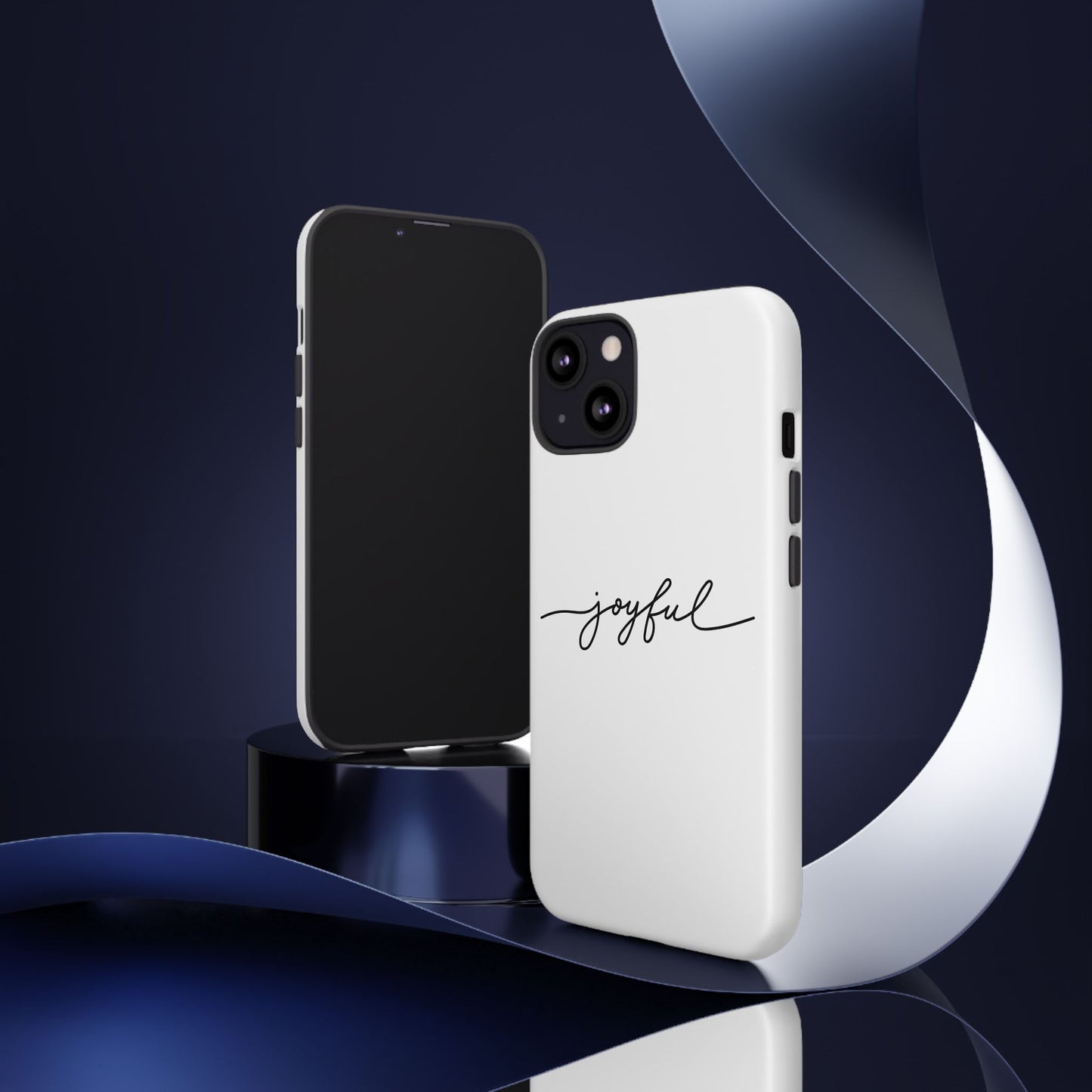 Joyful Script Tough Phone Case – Minimal White Protective Case