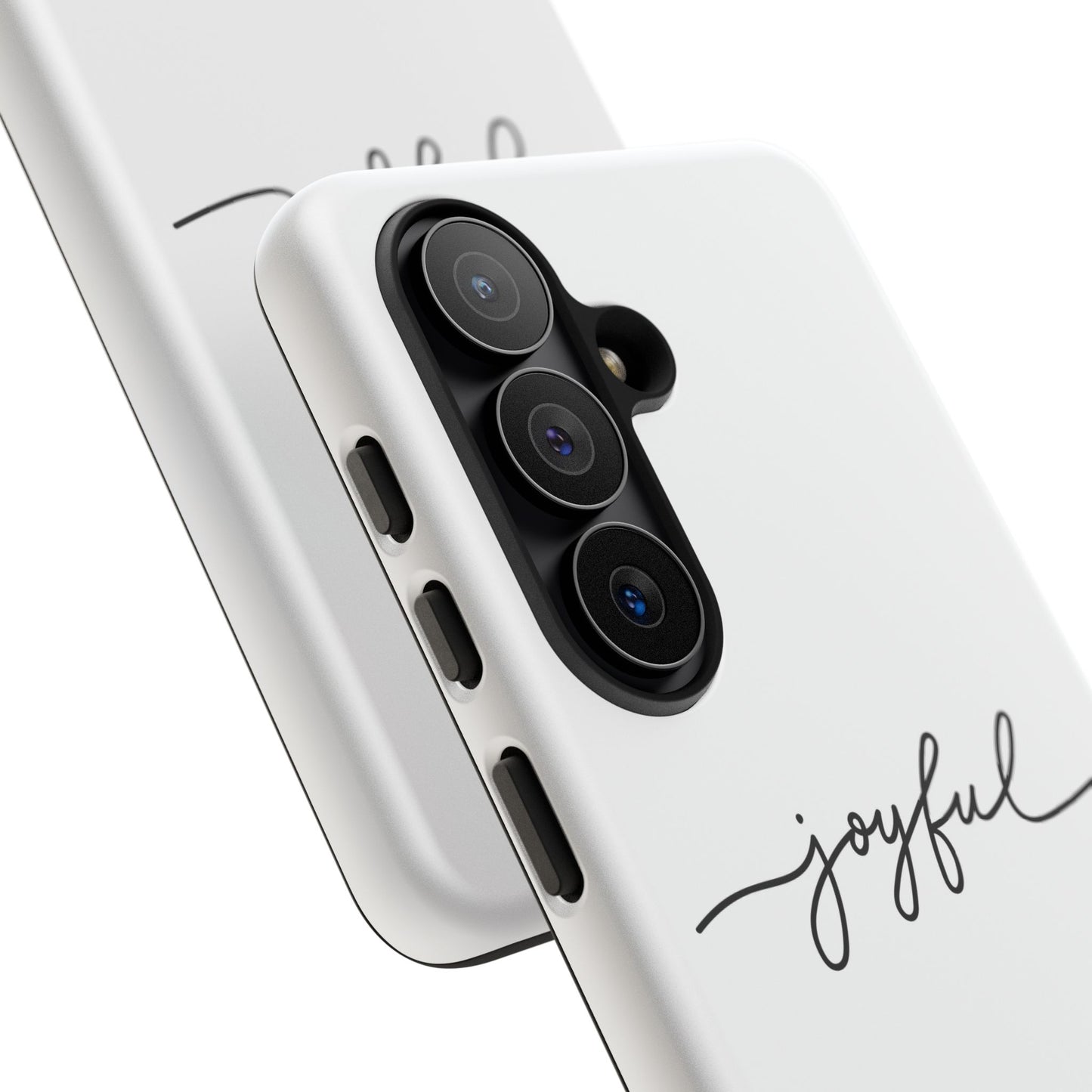 Joyful Script Tough Phone Case – Minimal White Protective Case