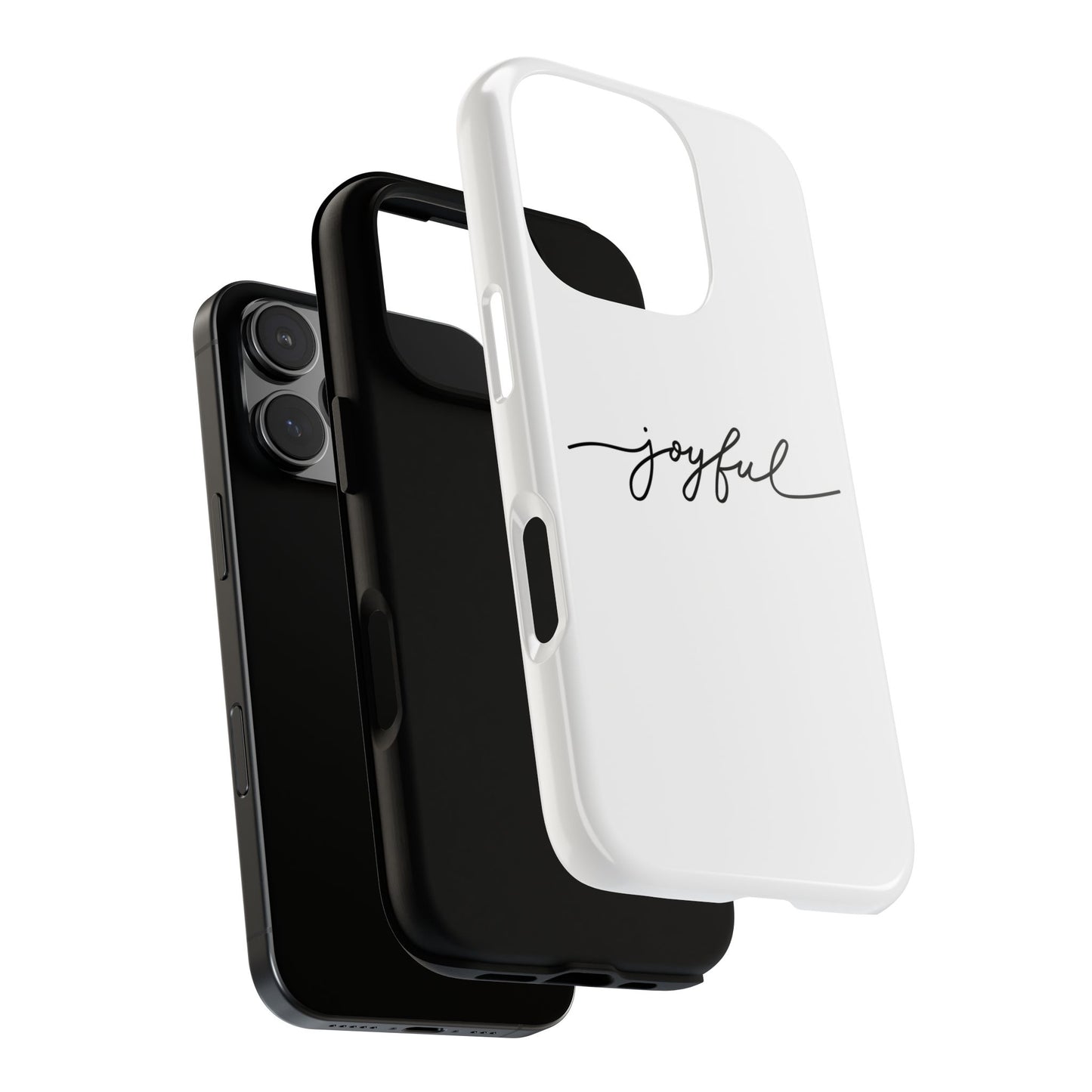 Joyful Script Tough Phone Case – Minimal White Protective Case