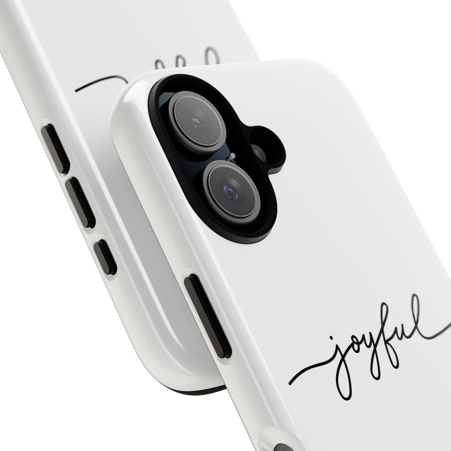 Joyful Script Tough Phone Case – Minimal White Protective Case