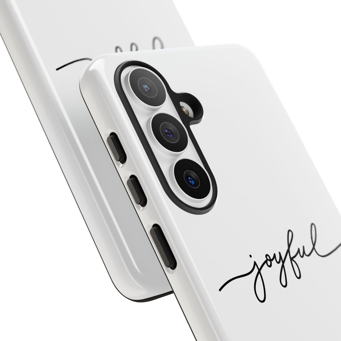 Joyful Script Tough Phone Case – Minimal White Protective Case