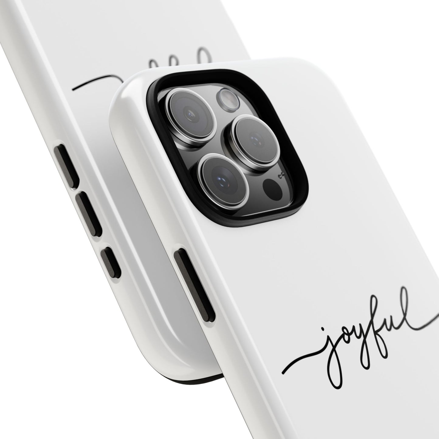 Joyful Script Tough Phone Case – Minimal White Protective Case