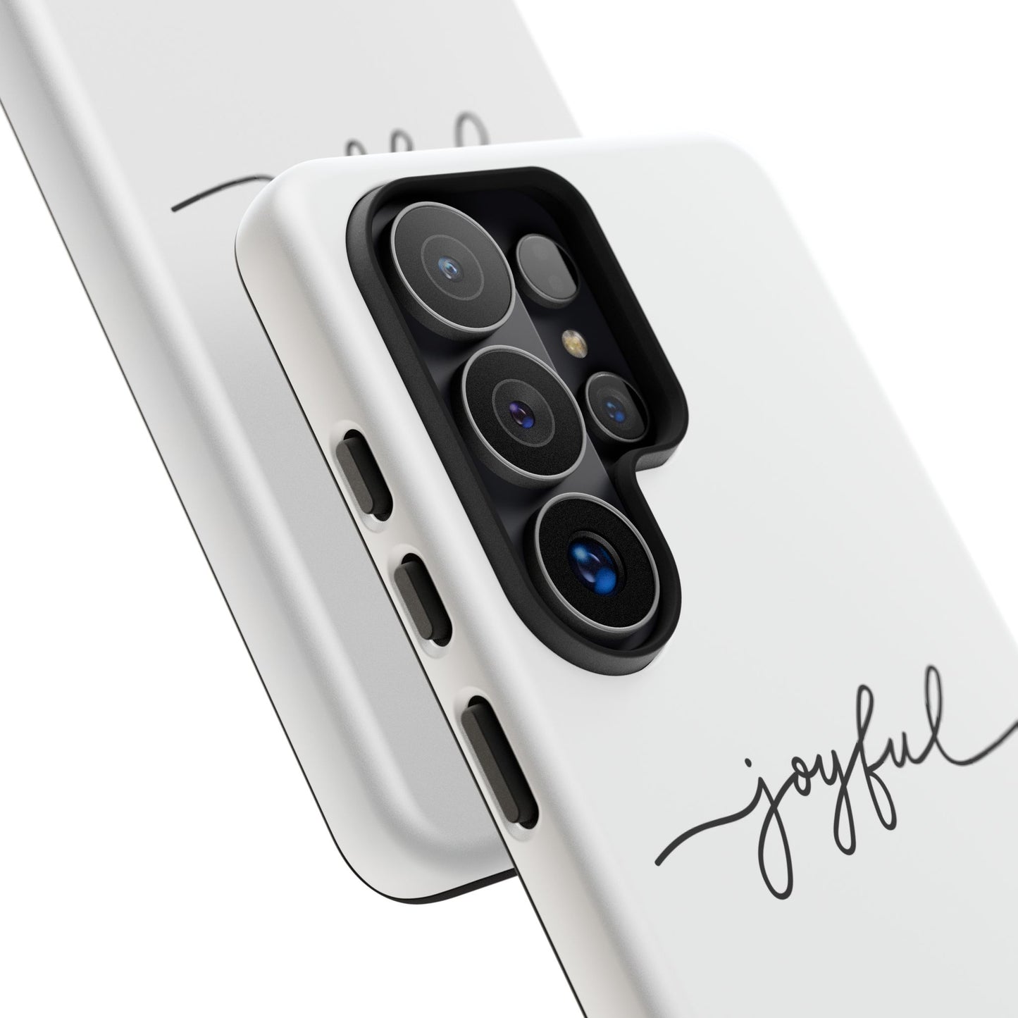 Joyful Script Tough Phone Case – Minimal White Protective Case