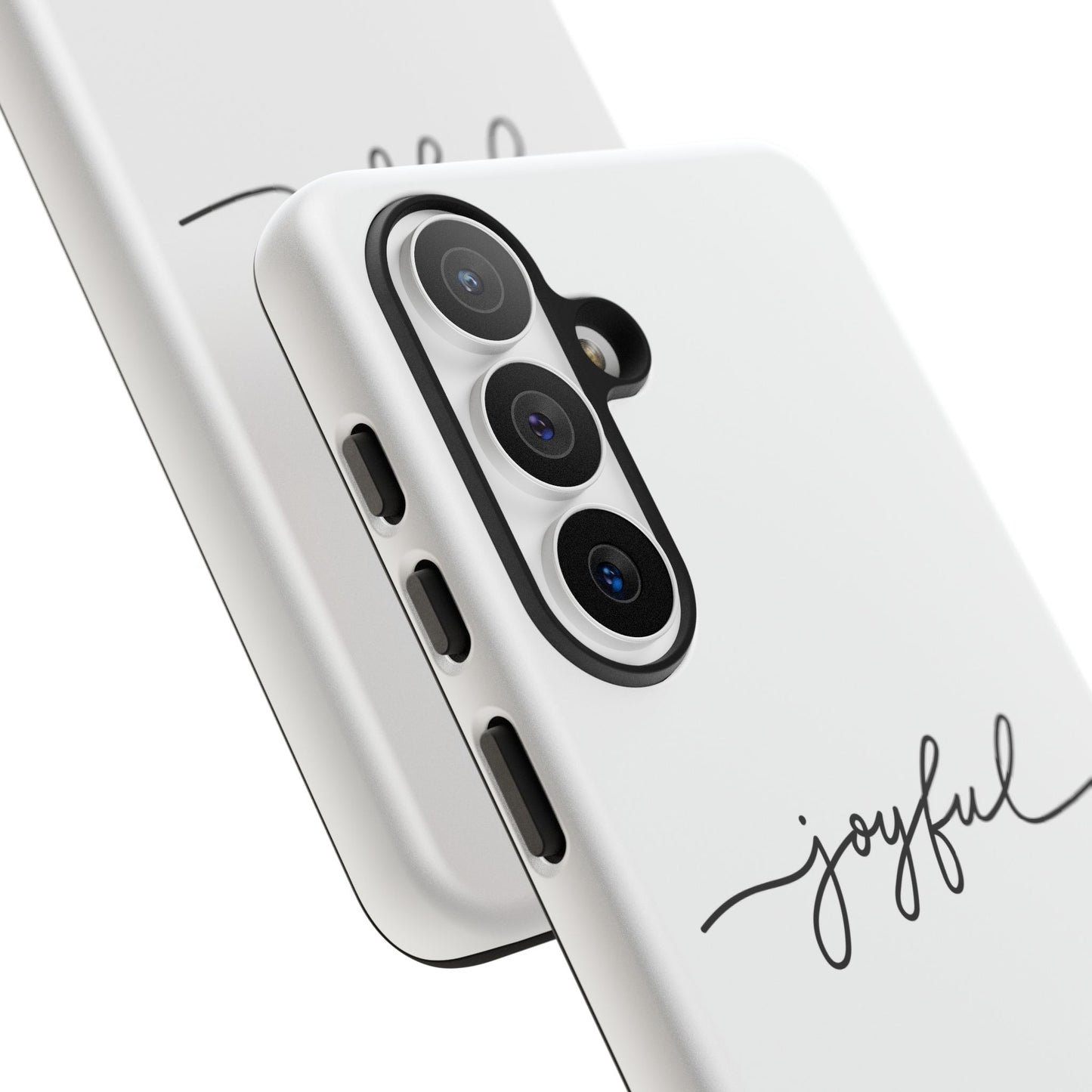 Joyful Script Tough Phone Case – Minimal White Protective Case