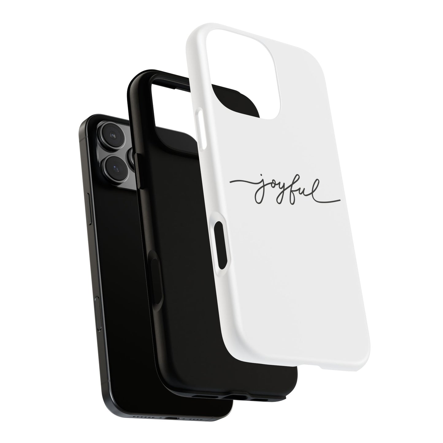 Joyful Script Tough Phone Case – Minimal White Protective Case