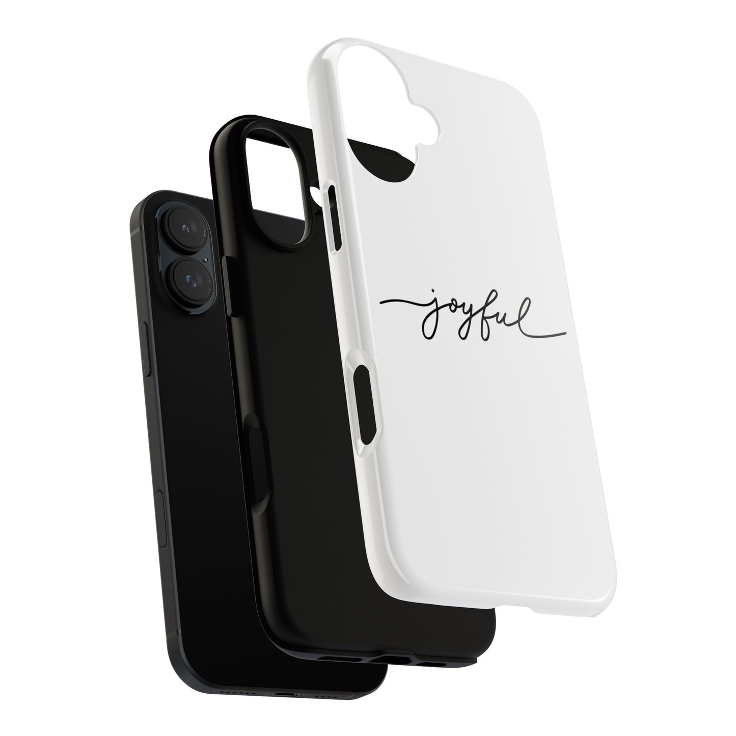 Joyful Script Tough Phone Case – Minimal White Protective Case