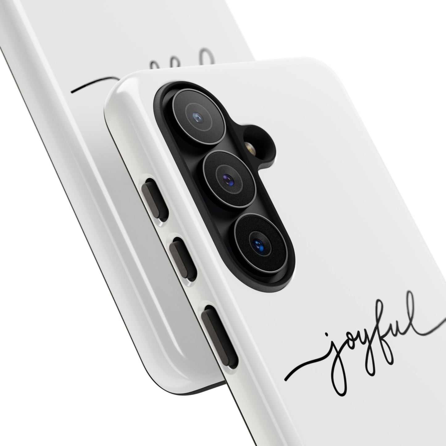 Joyful Script Tough Phone Case – Minimal White Protective Case