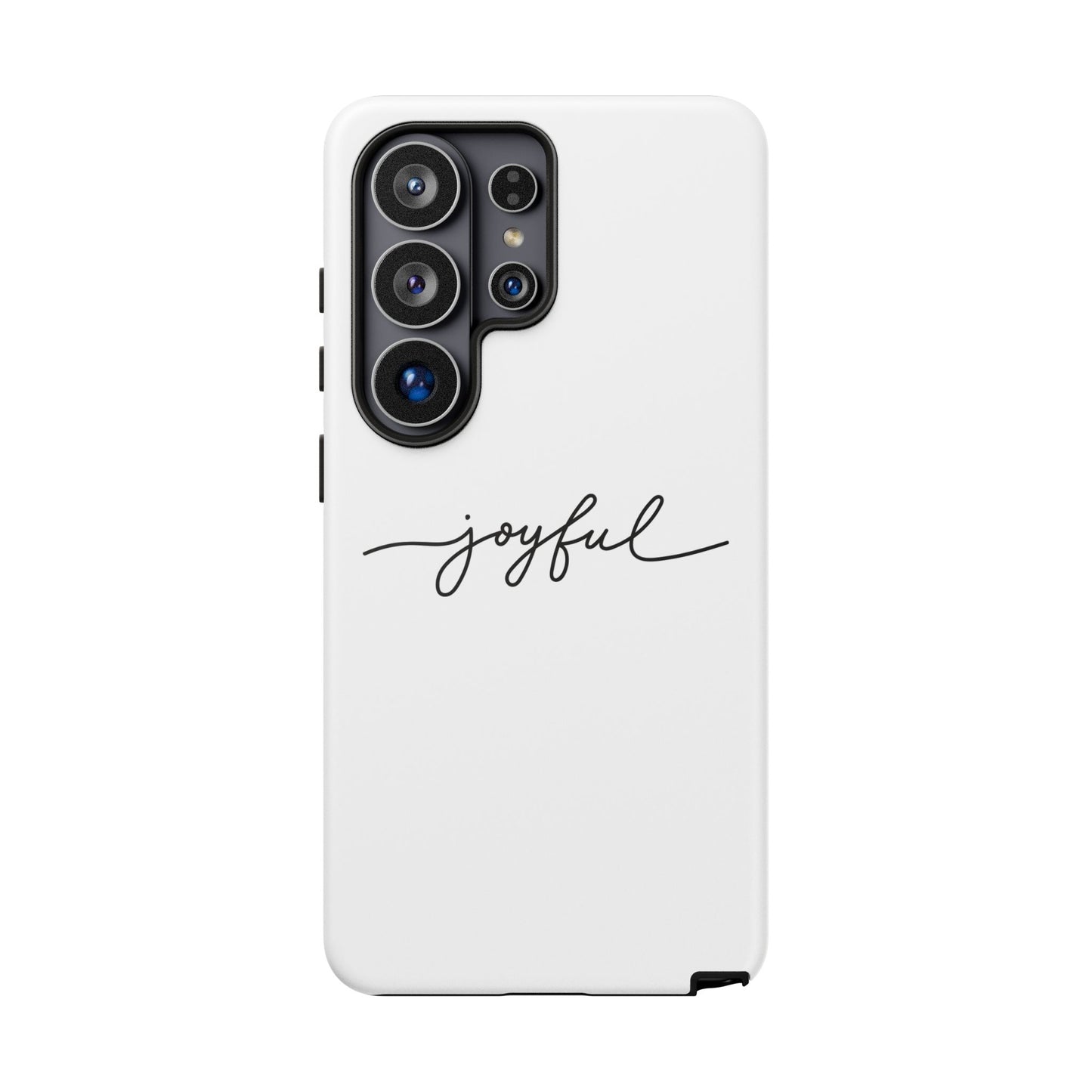 Joyful Script Tough Phone Case – Minimal White Protective Case