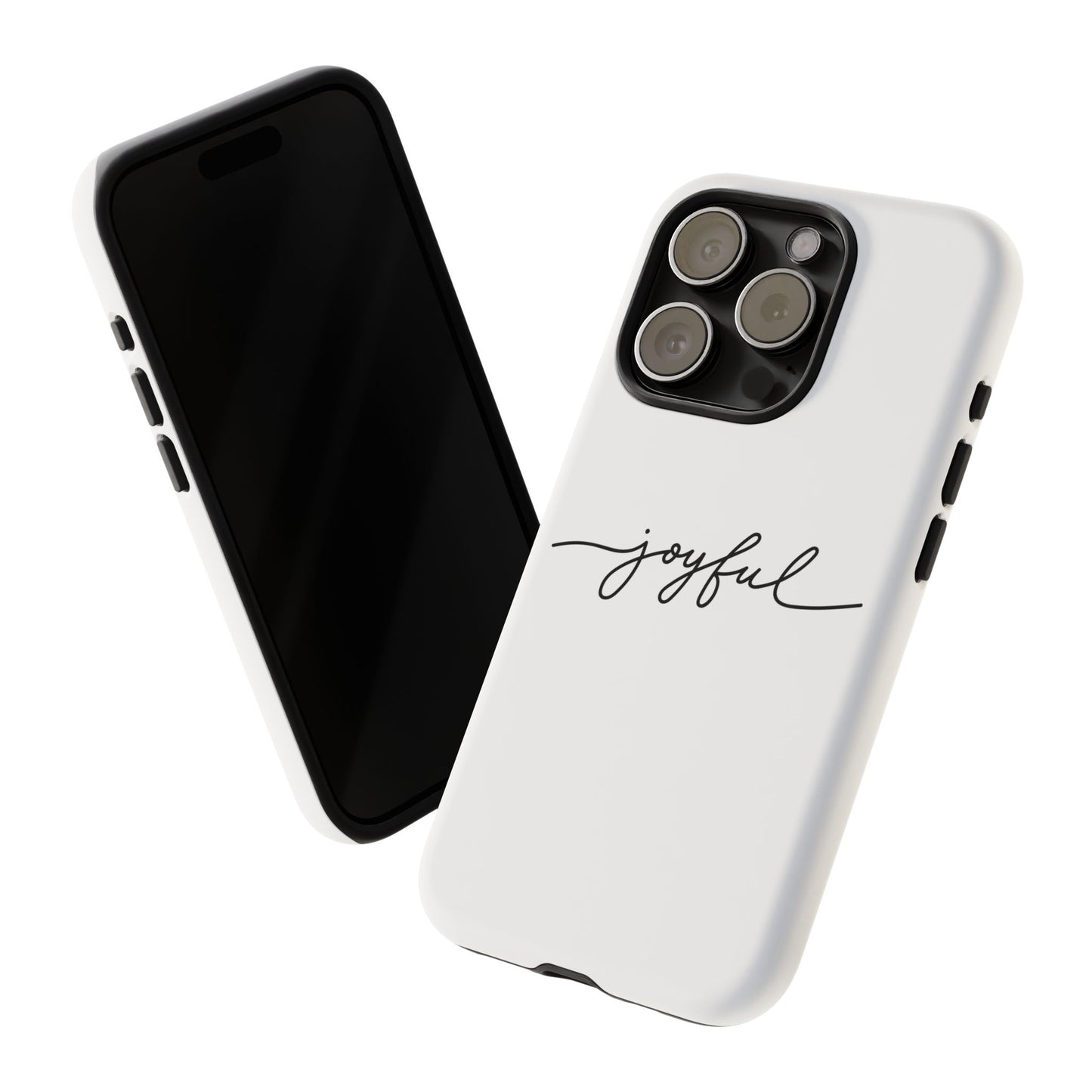 Joyful Script Tough Phone Case – Minimal White Protective Case