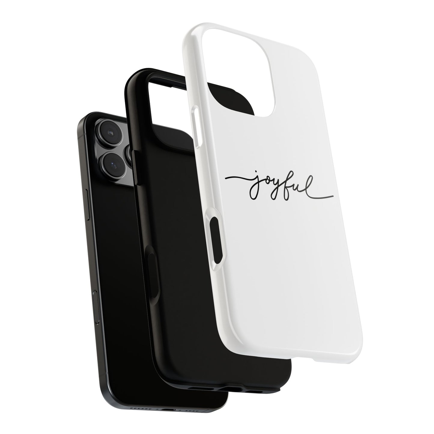 Joyful Script Tough Phone Case – Minimal White Protective Case