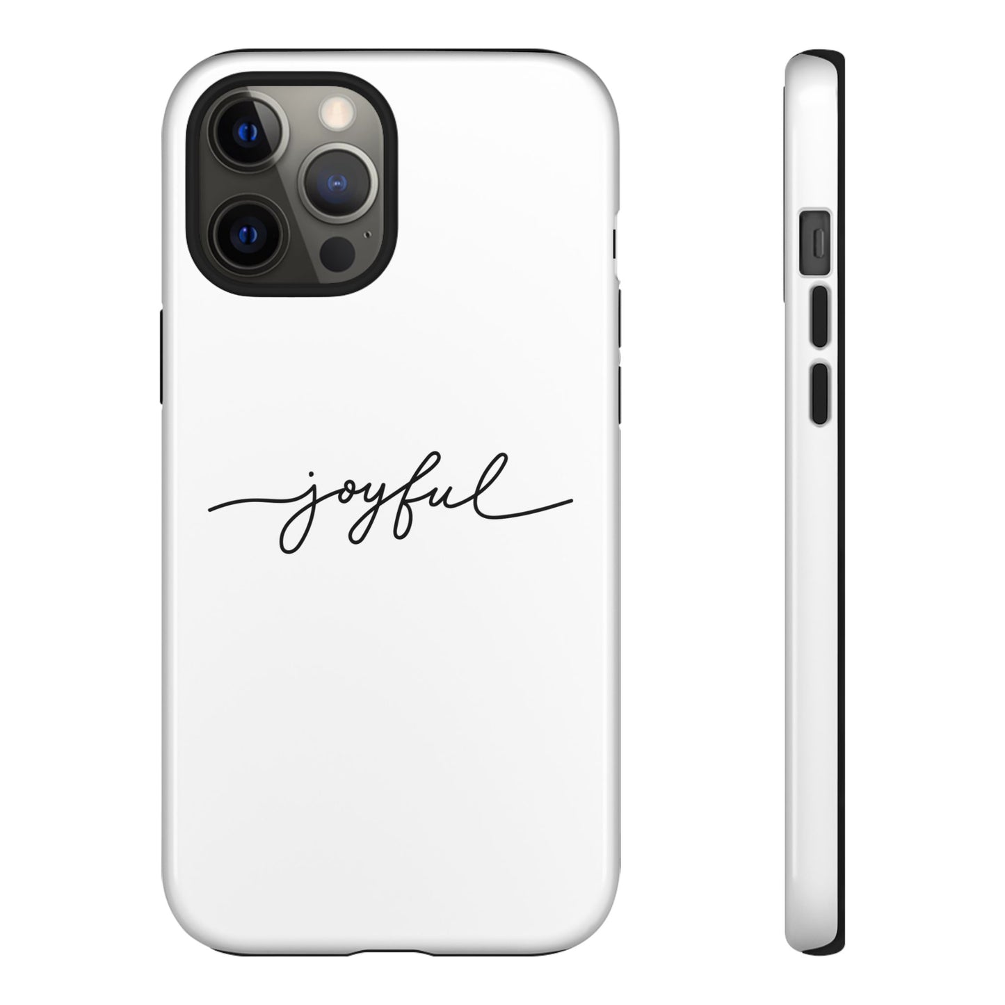 Joyful Script Tough Phone Case – Minimal White Protective Case