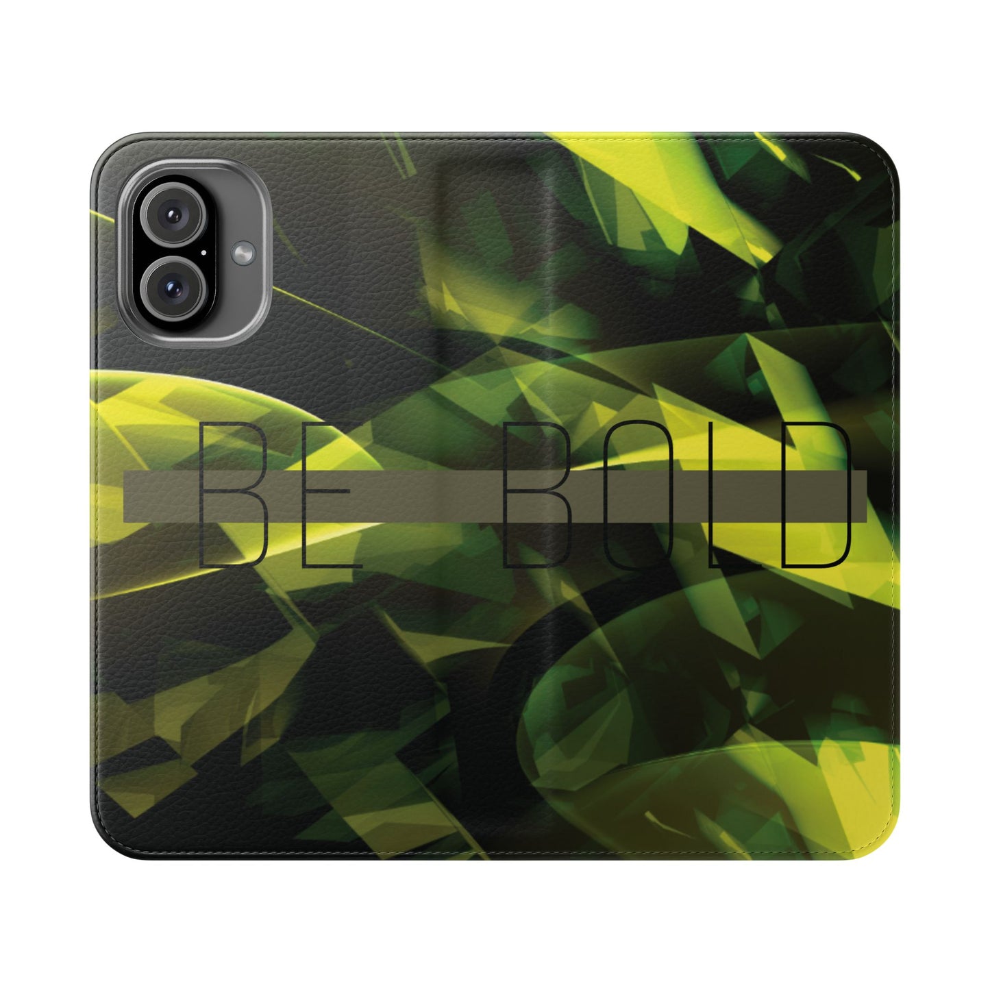 BE BOLD Green Abstract Flip Phone Case — Wallet Folio with Card Slots