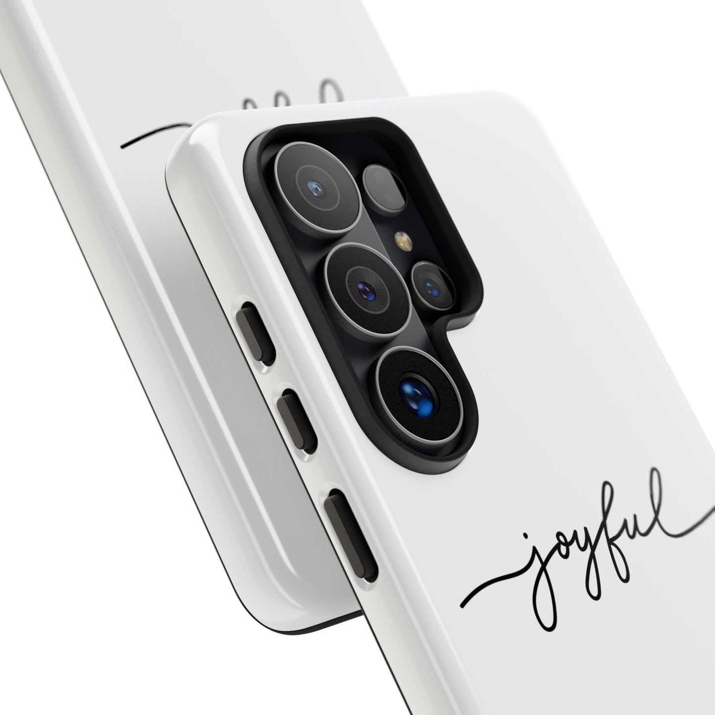 Joyful Script Tough Phone Case – Minimal White Protective Case