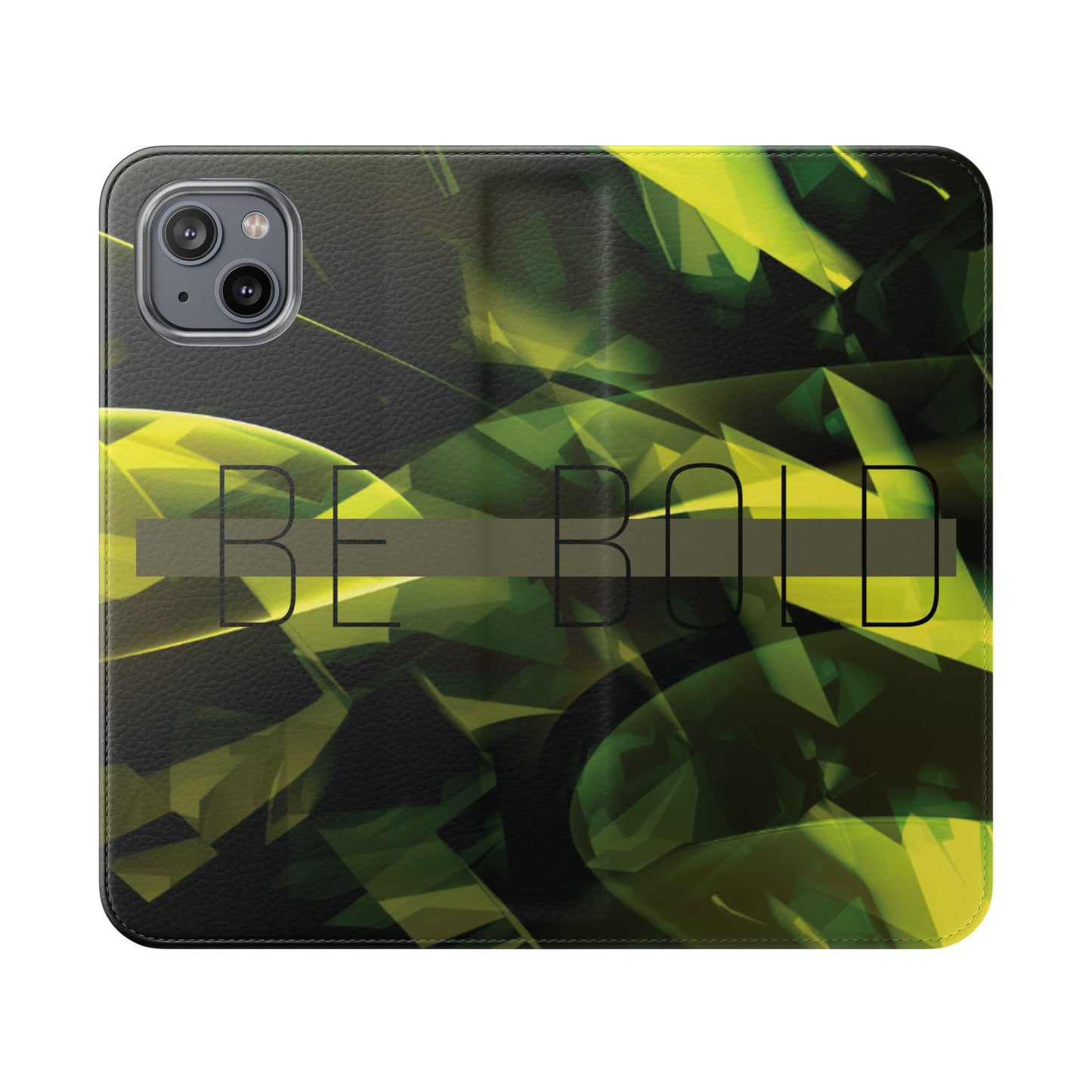 BE BOLD Green Abstract Flip Phone Case — Wallet Folio with Card Slots