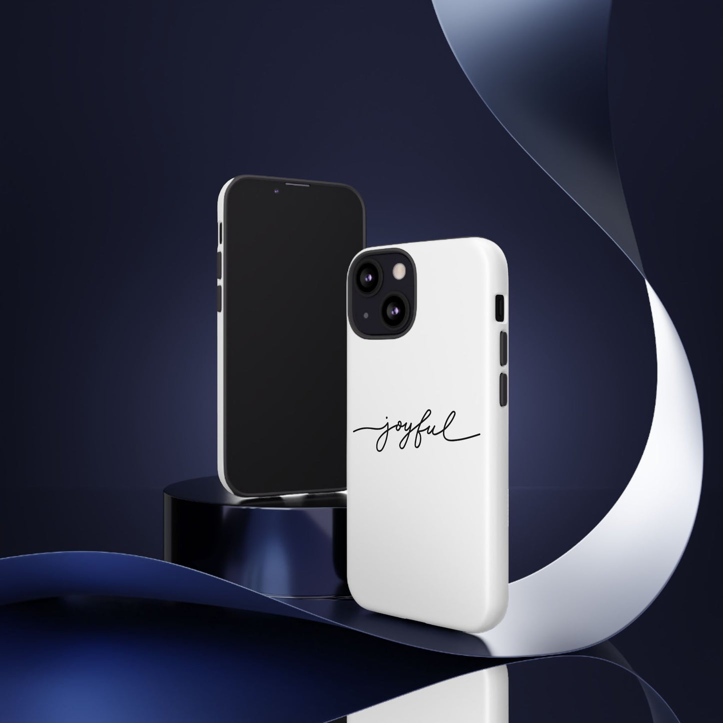 Joyful Script Tough Phone Case – Minimal White Protective Case