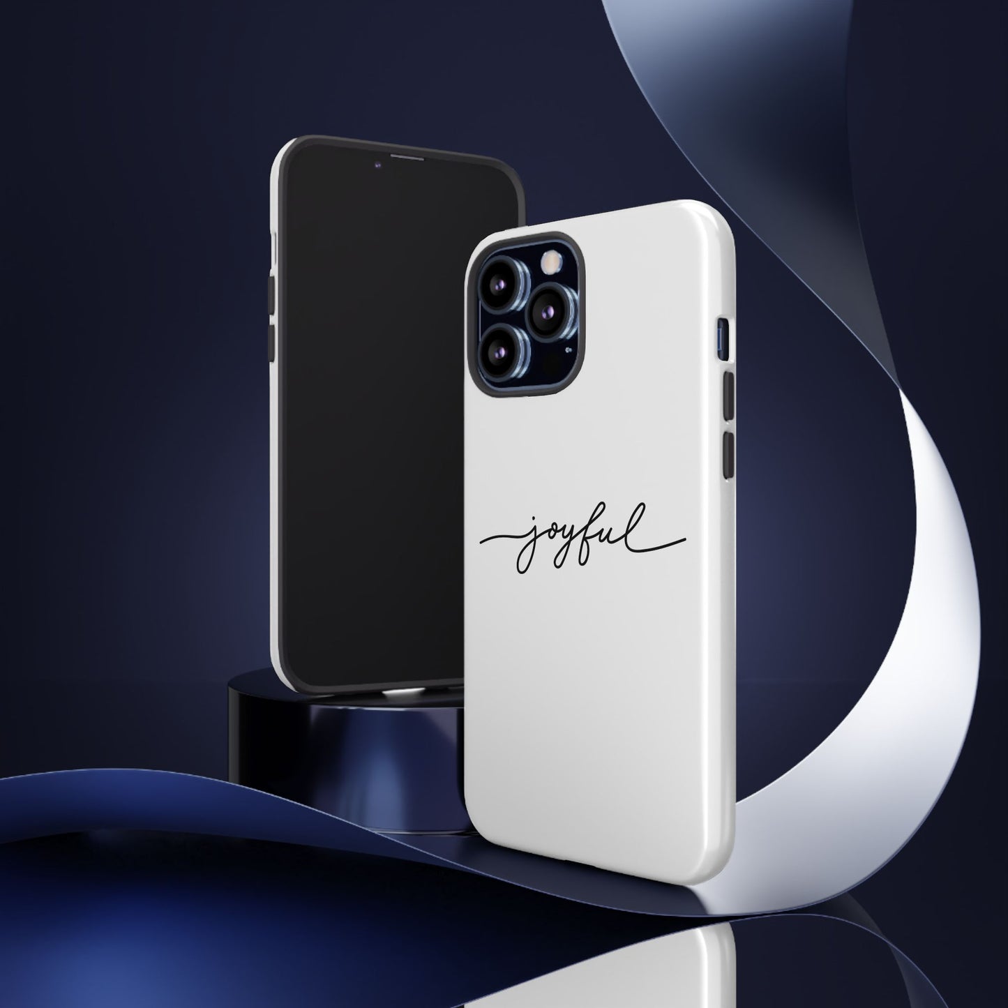 Joyful Script Tough Phone Case – Minimal White Protective Case