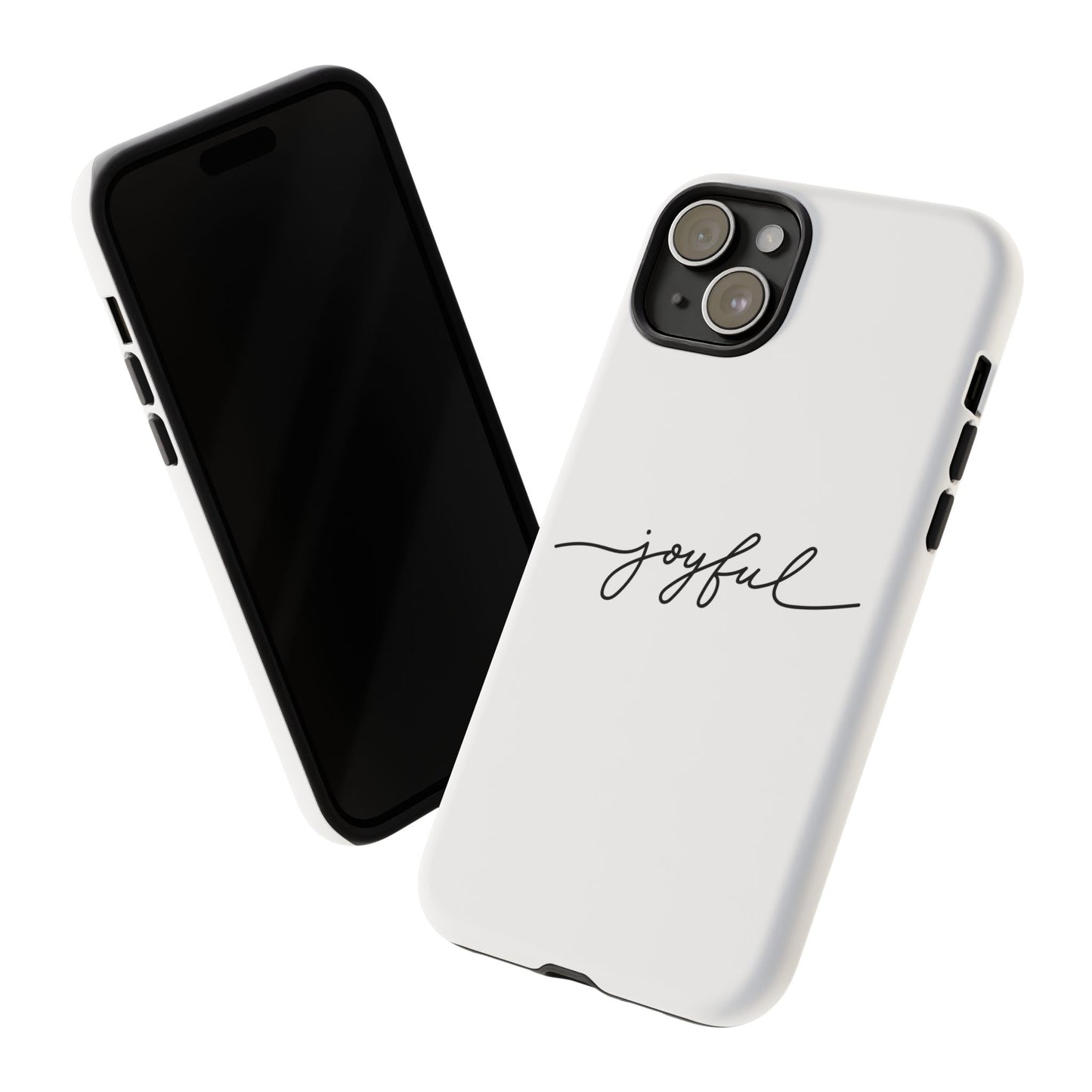 Joyful Script Tough Phone Case – Minimal White Protective Case