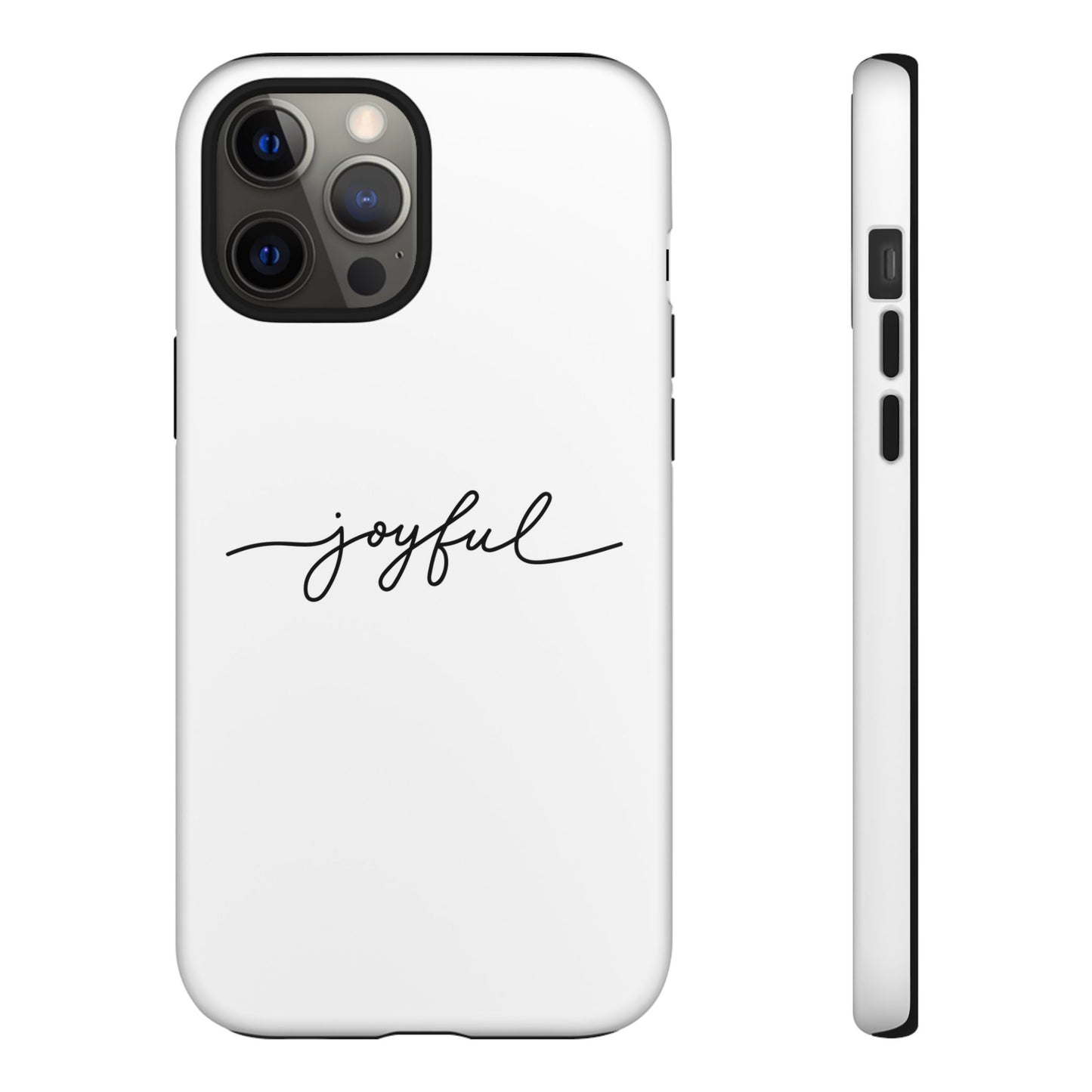Joyful Script Tough Phone Case – Minimal White Protective Case