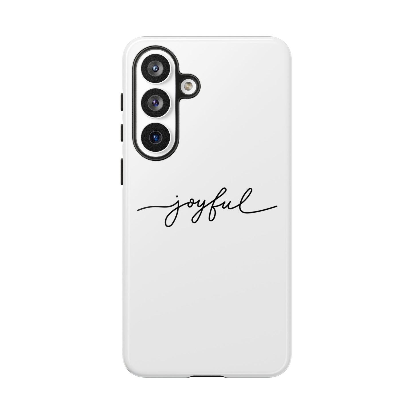 Joyful Script Tough Phone Case – Minimal White Protective Case