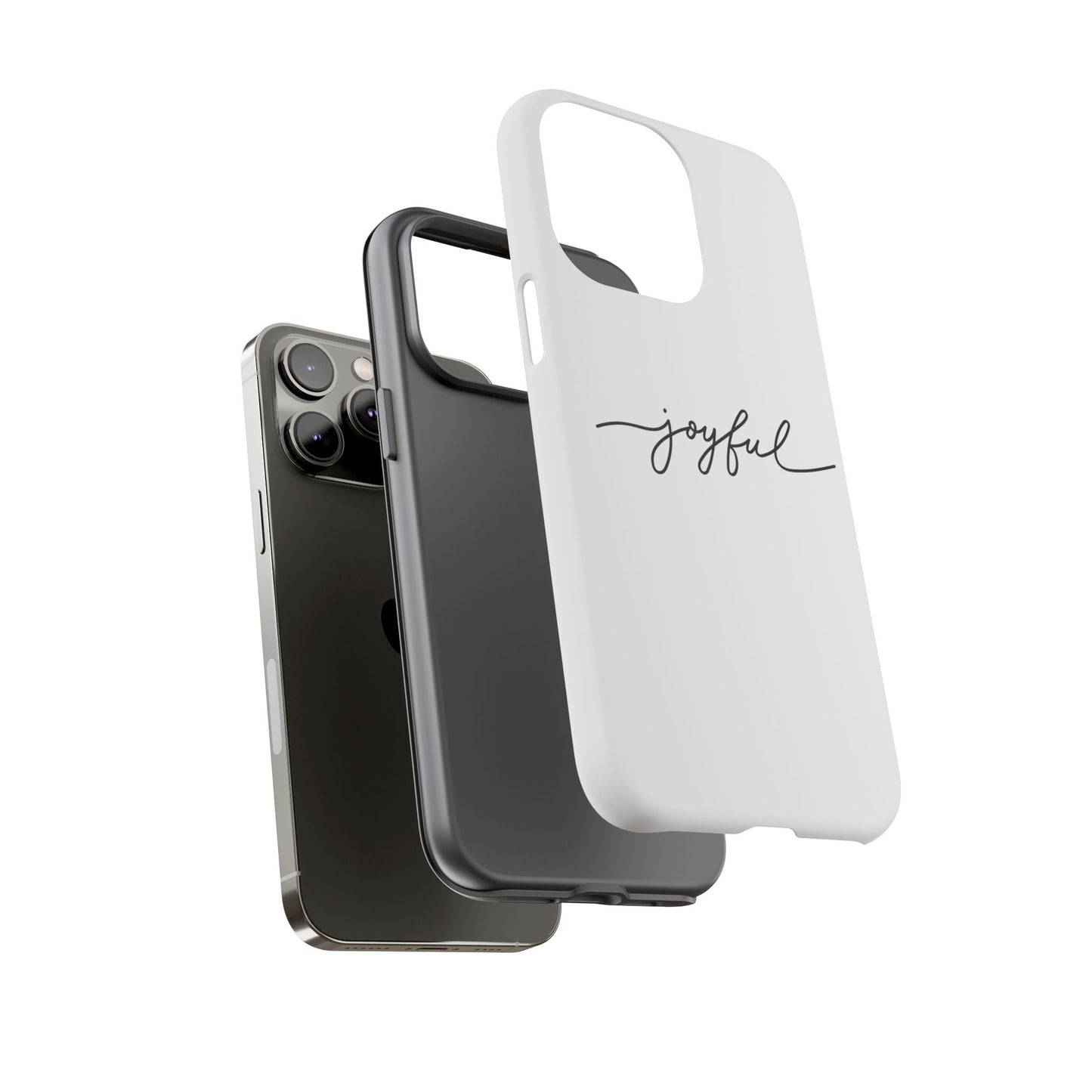 Joyful Script Tough Phone Case – Minimal White Protective Case
