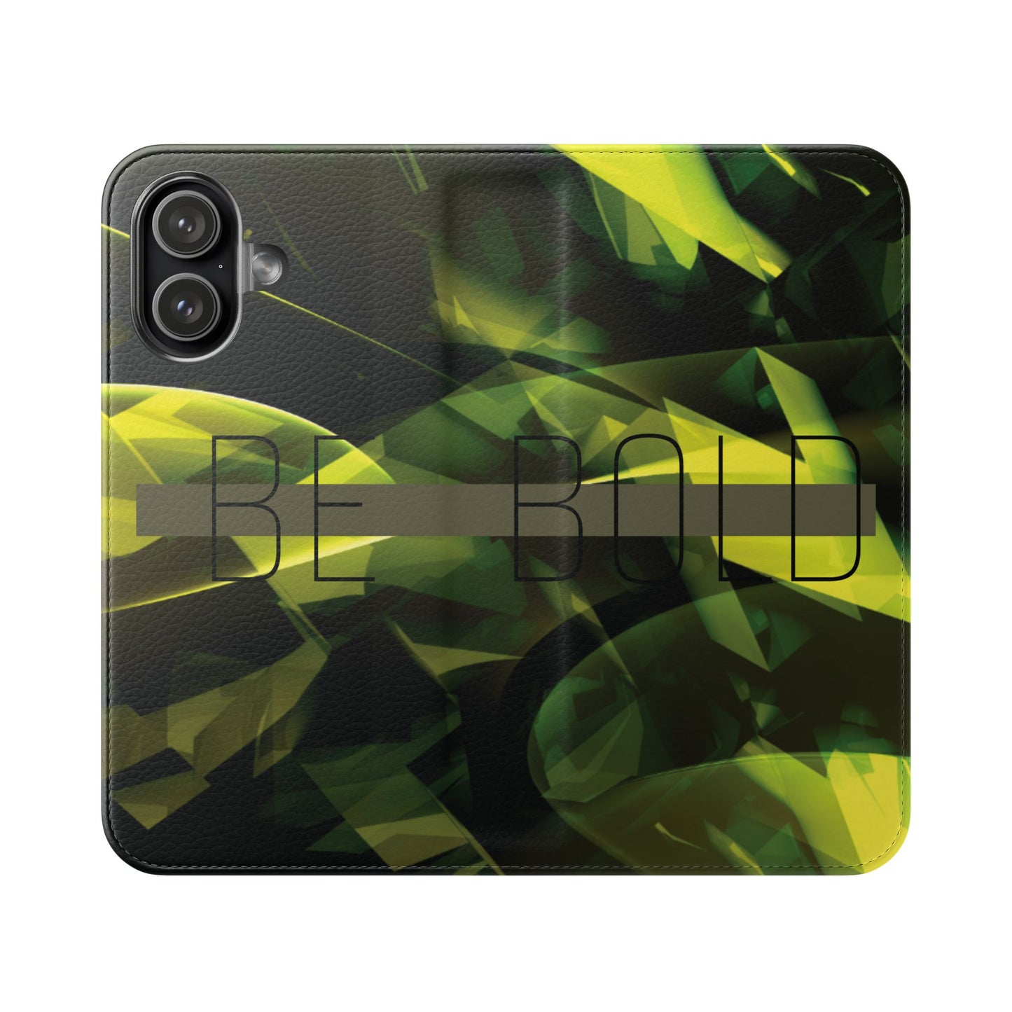BE BOLD Green Abstract Flip Phone Case — Wallet Folio with Card Slots