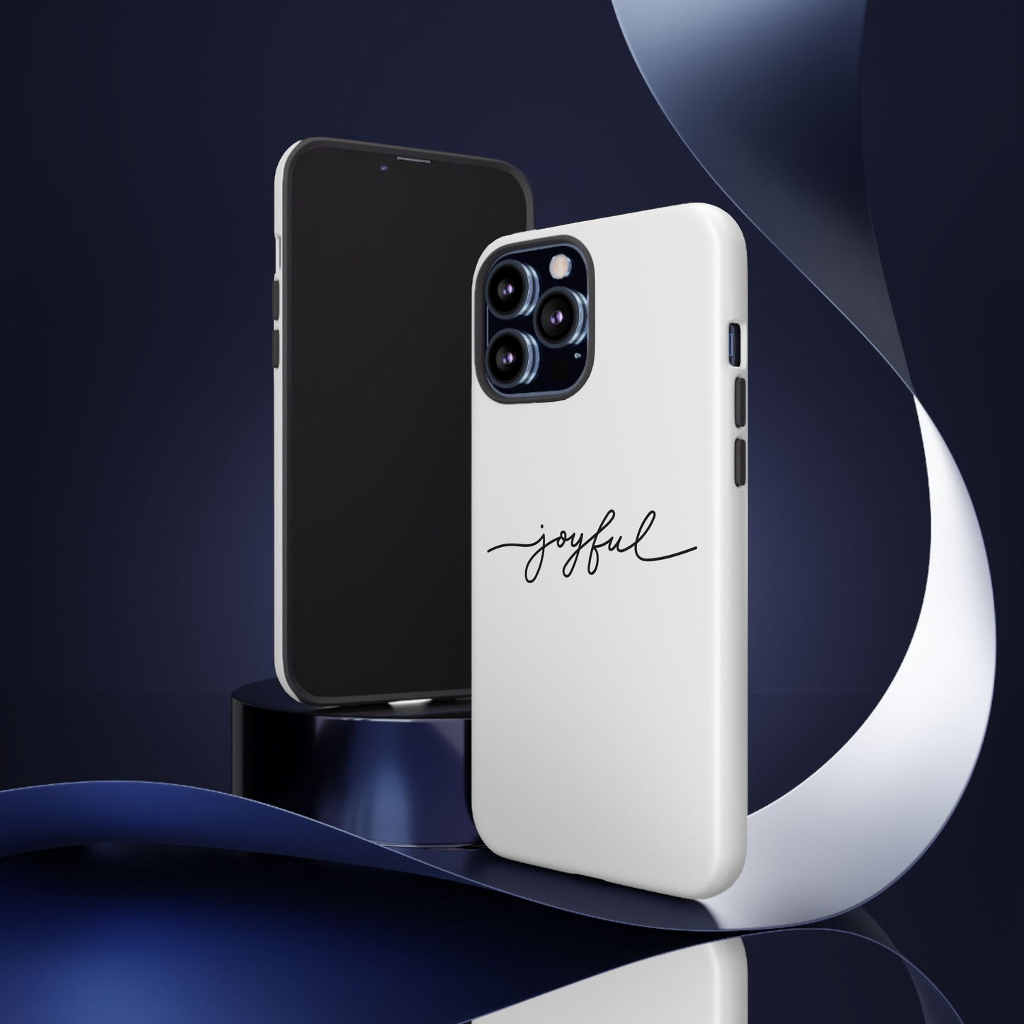 Joyful Script Tough Phone Case – Minimal White Protective Case