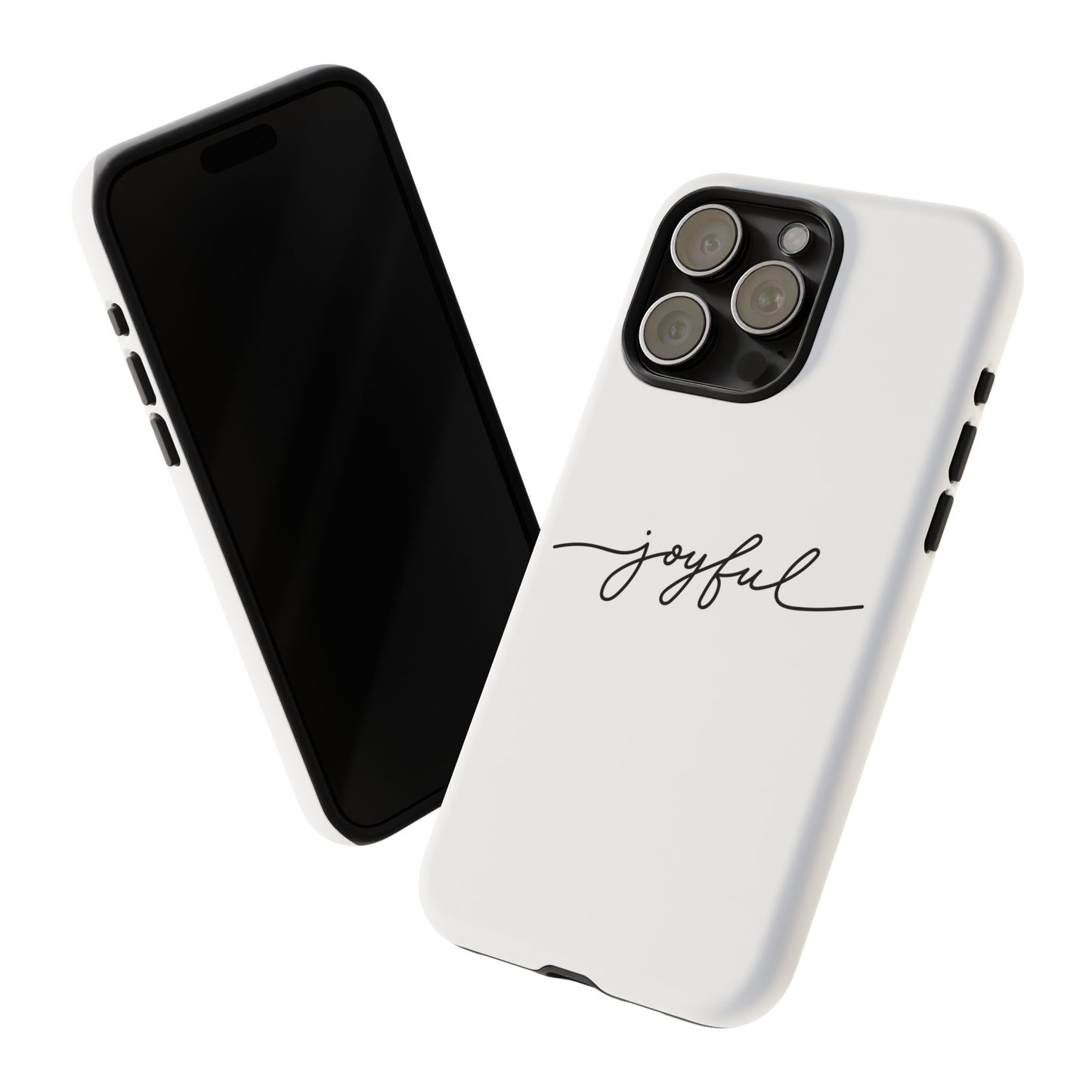 Joyful Script Tough Phone Case – Minimal White Protective Case