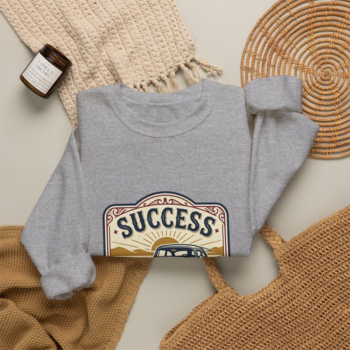 Vintage Ranch Car Crewneck Sweatshirt | western prairie rustic