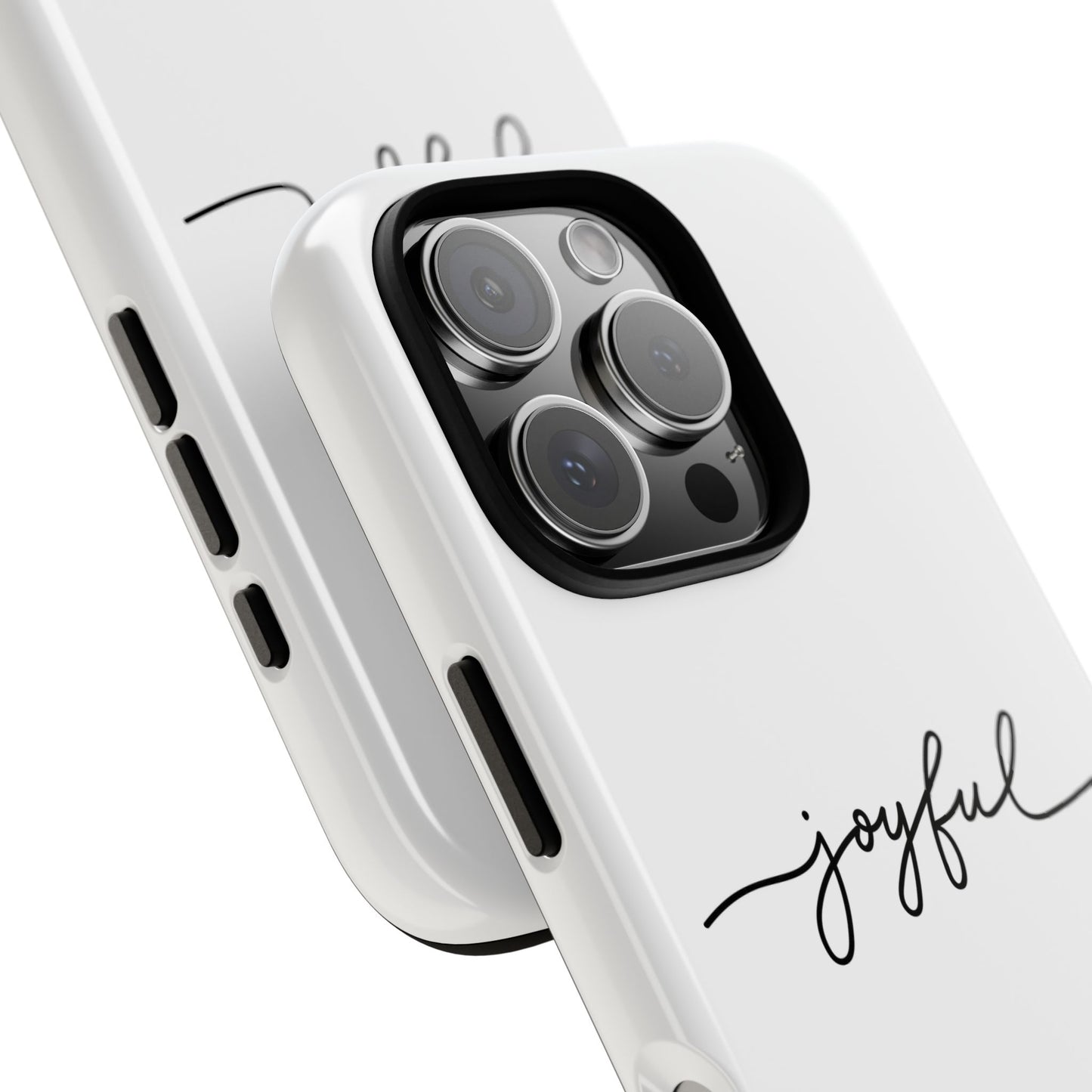 Joyful Script Tough Phone Case – Minimal White Protective Case