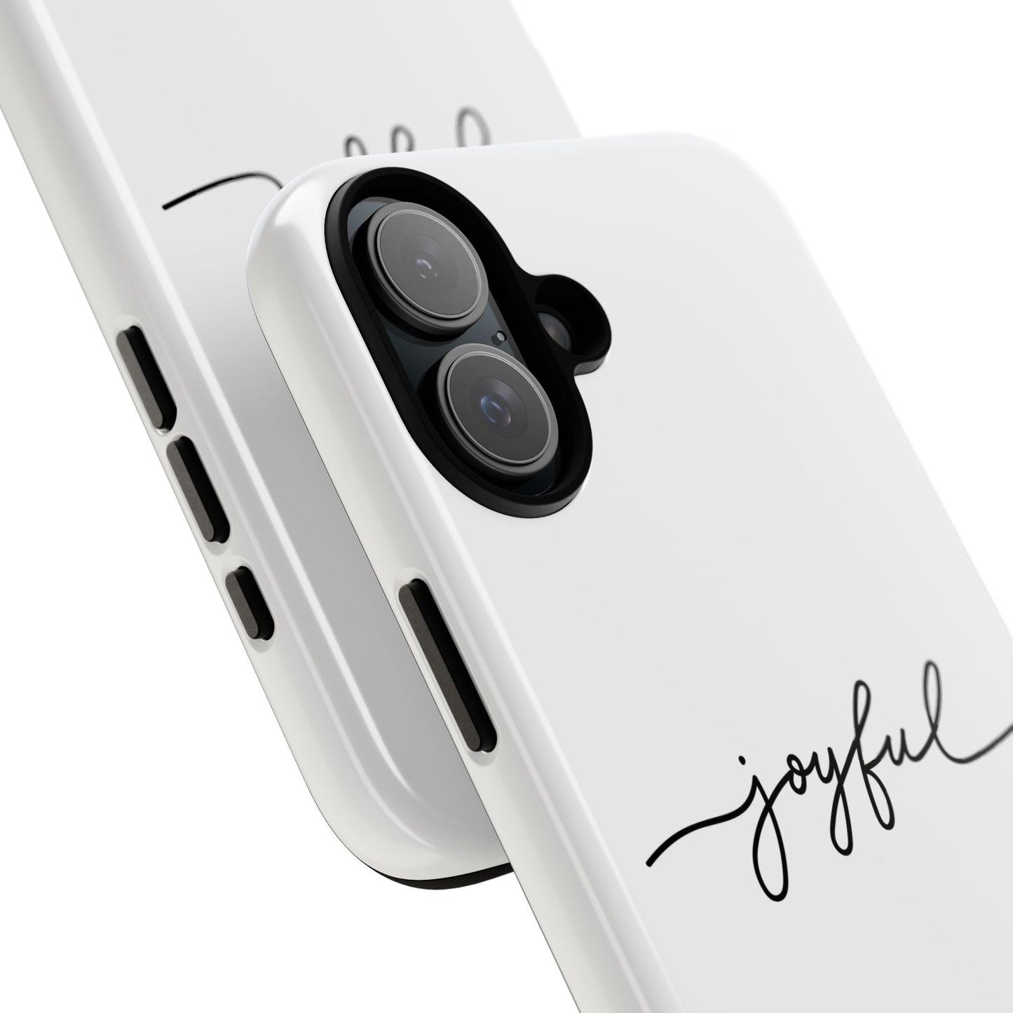 Joyful Script Tough Phone Case – Minimal White Protective Case