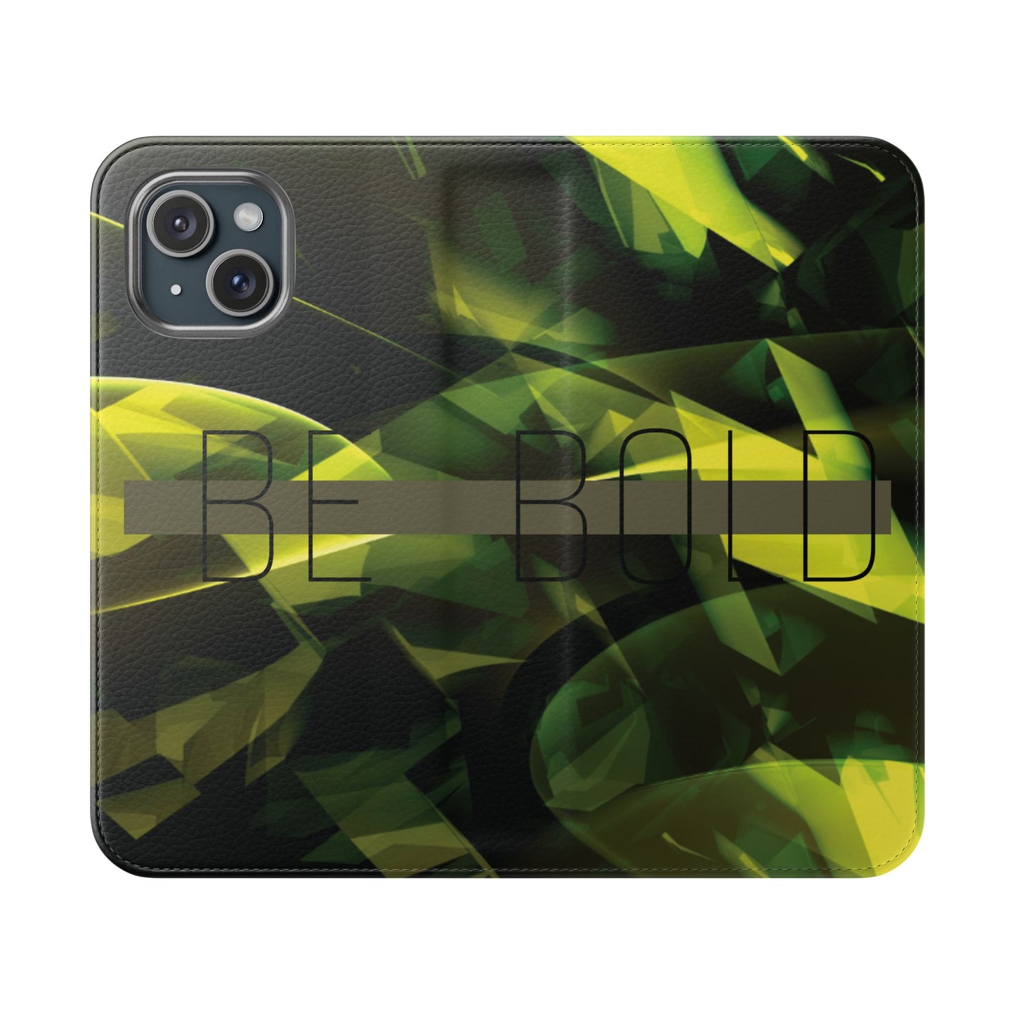 BE BOLD Green Abstract Flip Phone Case — Wallet Folio with Card Slots