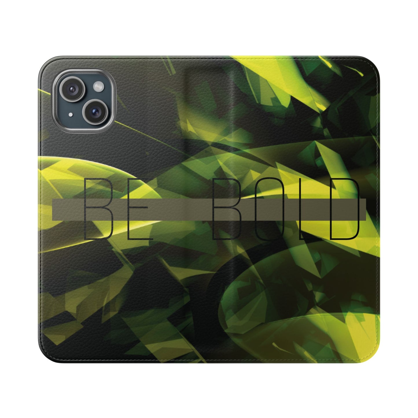 BE BOLD Green Abstract Flip Phone Case — Wallet Folio with Card Slots