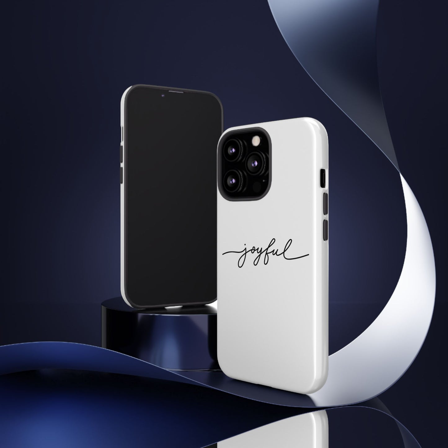 Joyful Script Tough Phone Case – Minimal White Protective Case