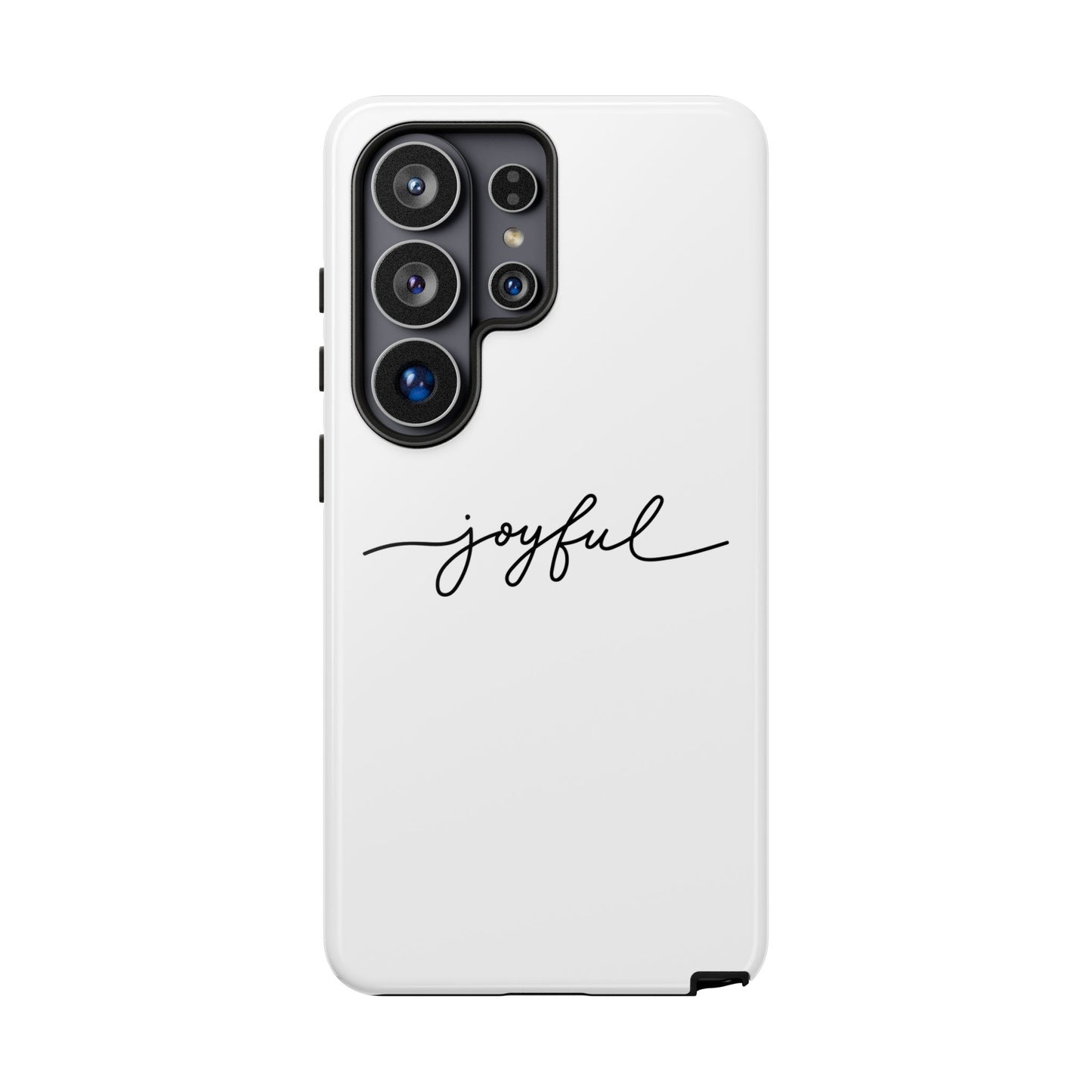 Joyful Script Tough Phone Case – Minimal White Protective Case