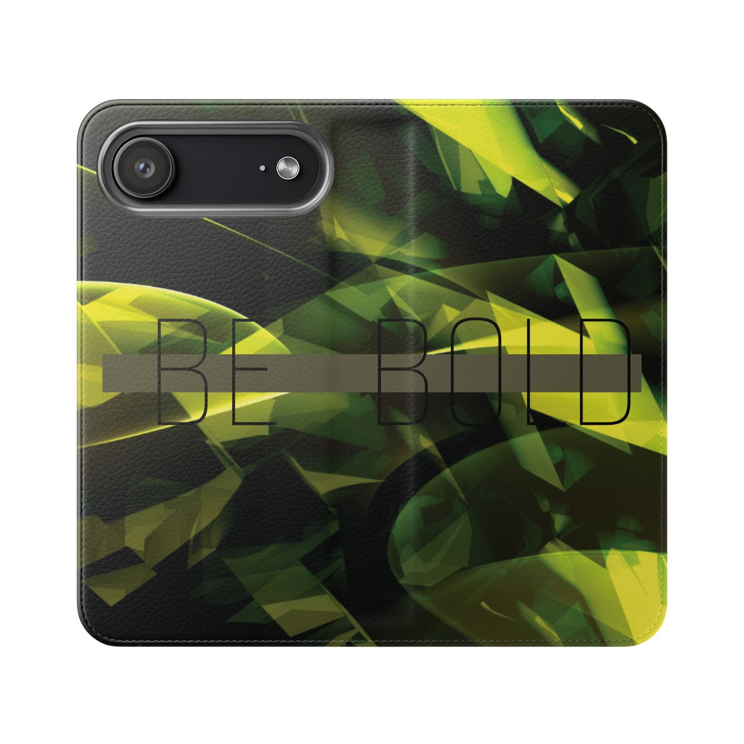 BE BOLD Green Abstract Flip Phone Case — Wallet Folio with Card Slots