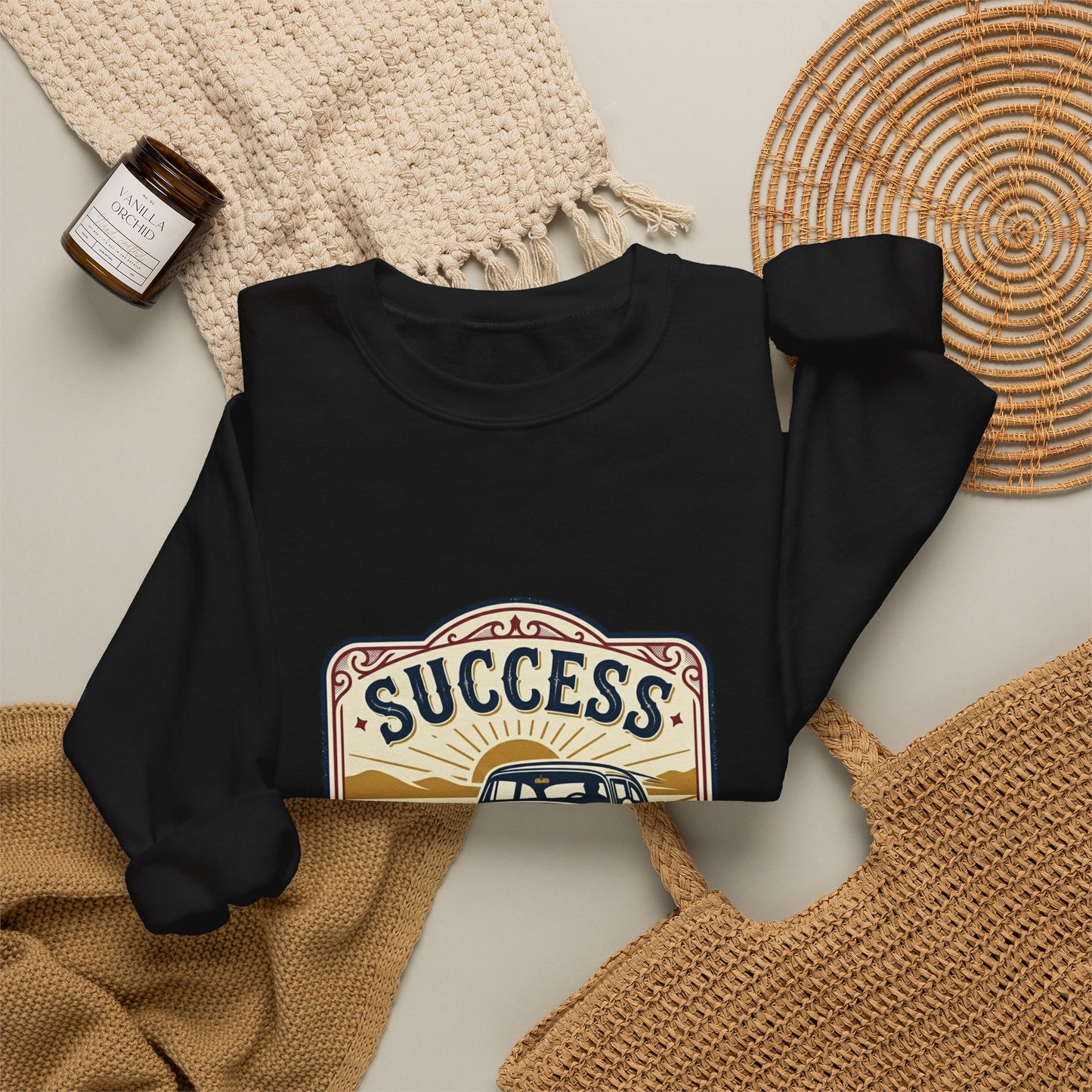 Vintage Ranch Car Crewneck Sweatshirt | western prairie rustic