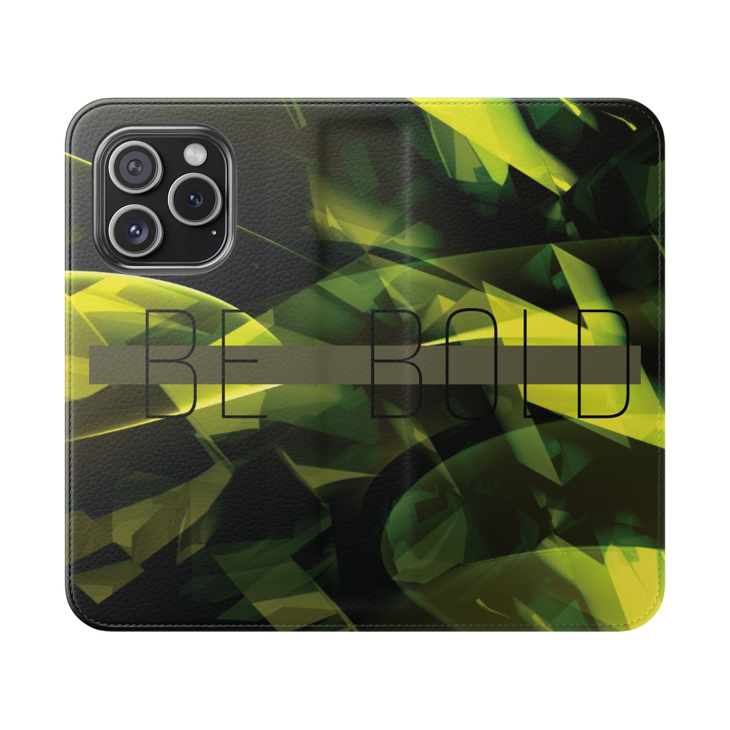 BE BOLD Green Abstract Flip Phone Case — Wallet Folio with Card Slots