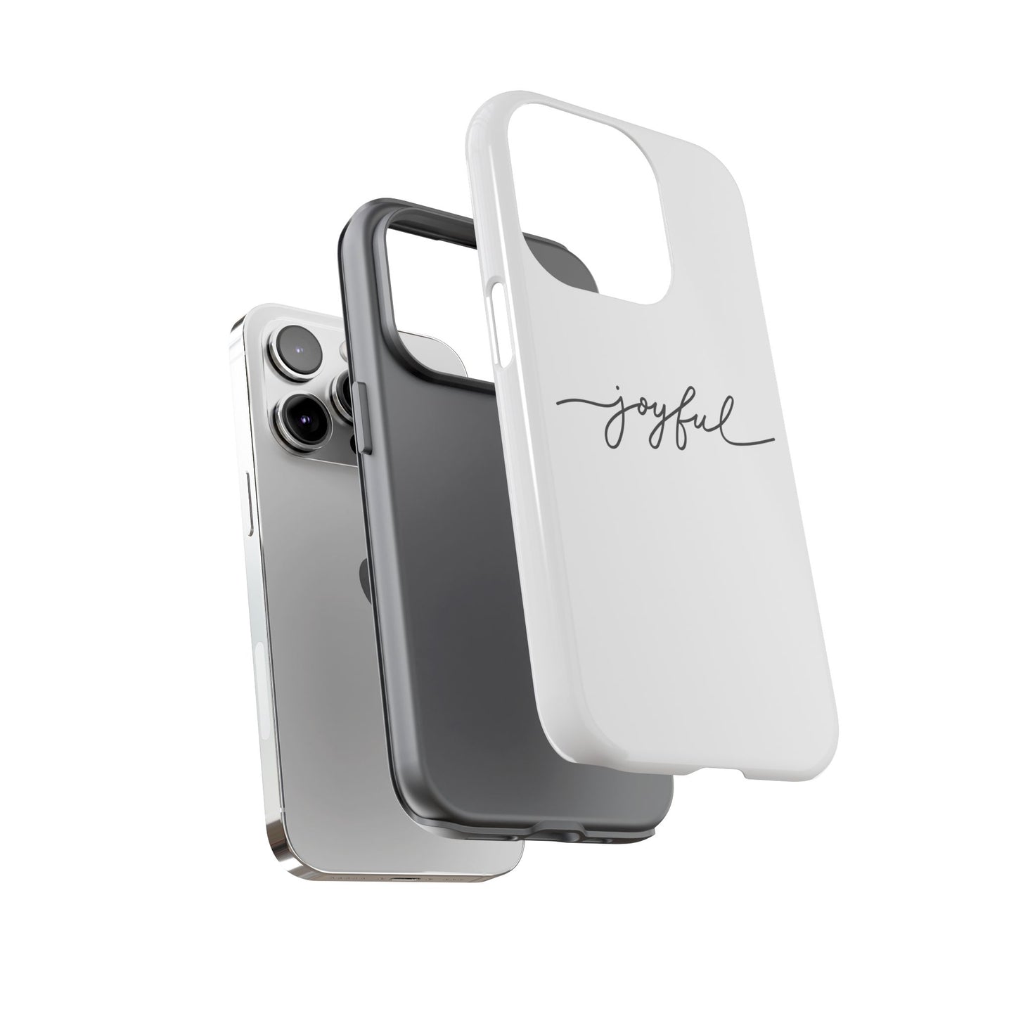 Joyful Script Tough Phone Case – Minimal White Protective Case