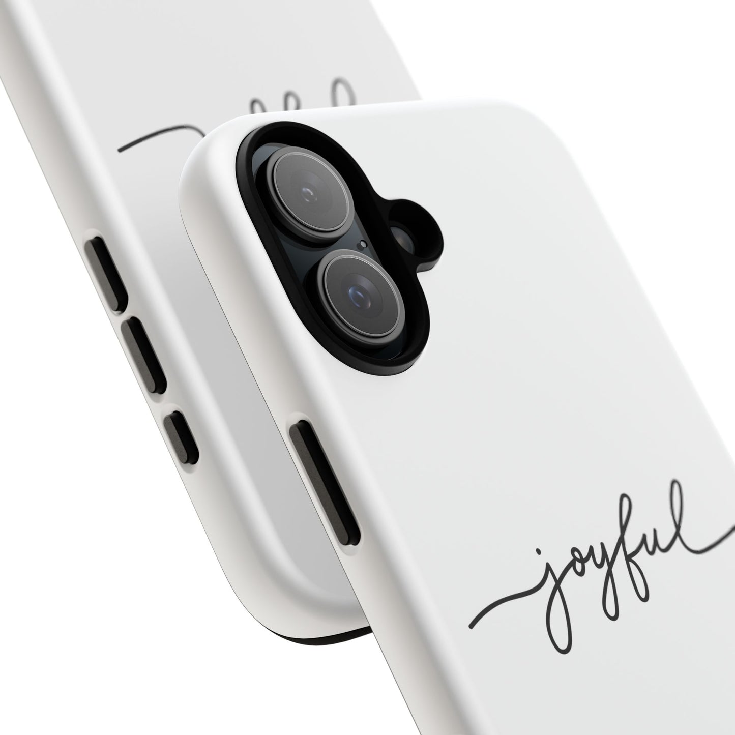 Joyful Script Tough Phone Case – Minimal White Protective Case